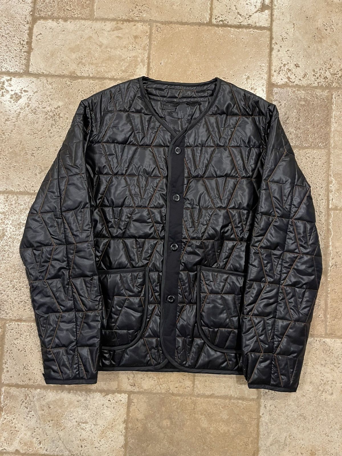 Vlone Vlone V Logo Black Orange Stitched Quilted Runway Jacket Size US L / EU 52-54 / 3 - 4 Thumbnail