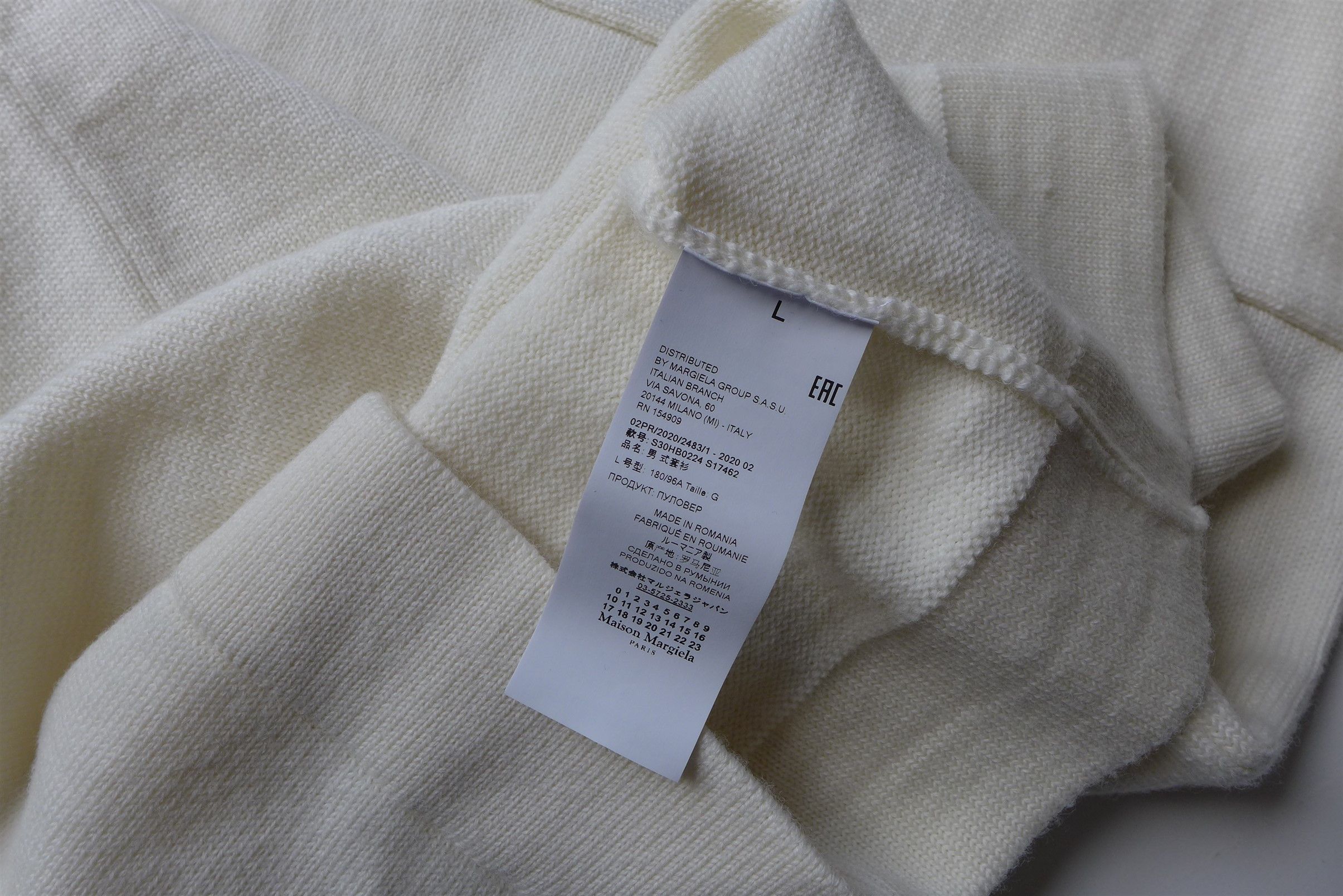 Maison Margiela Margiela Mock Neck Panelled Sweater -- White Wool Size US L / EU 52-54 / 3 - 9 Thumbnail