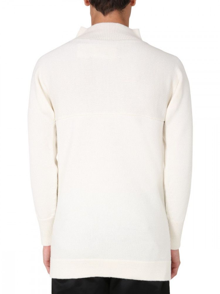 Maison Margiela Margiela Mock Neck Panelled Sweater -- White Wool Size US L / EU 52-54 / 3 - 11 Thumbnail