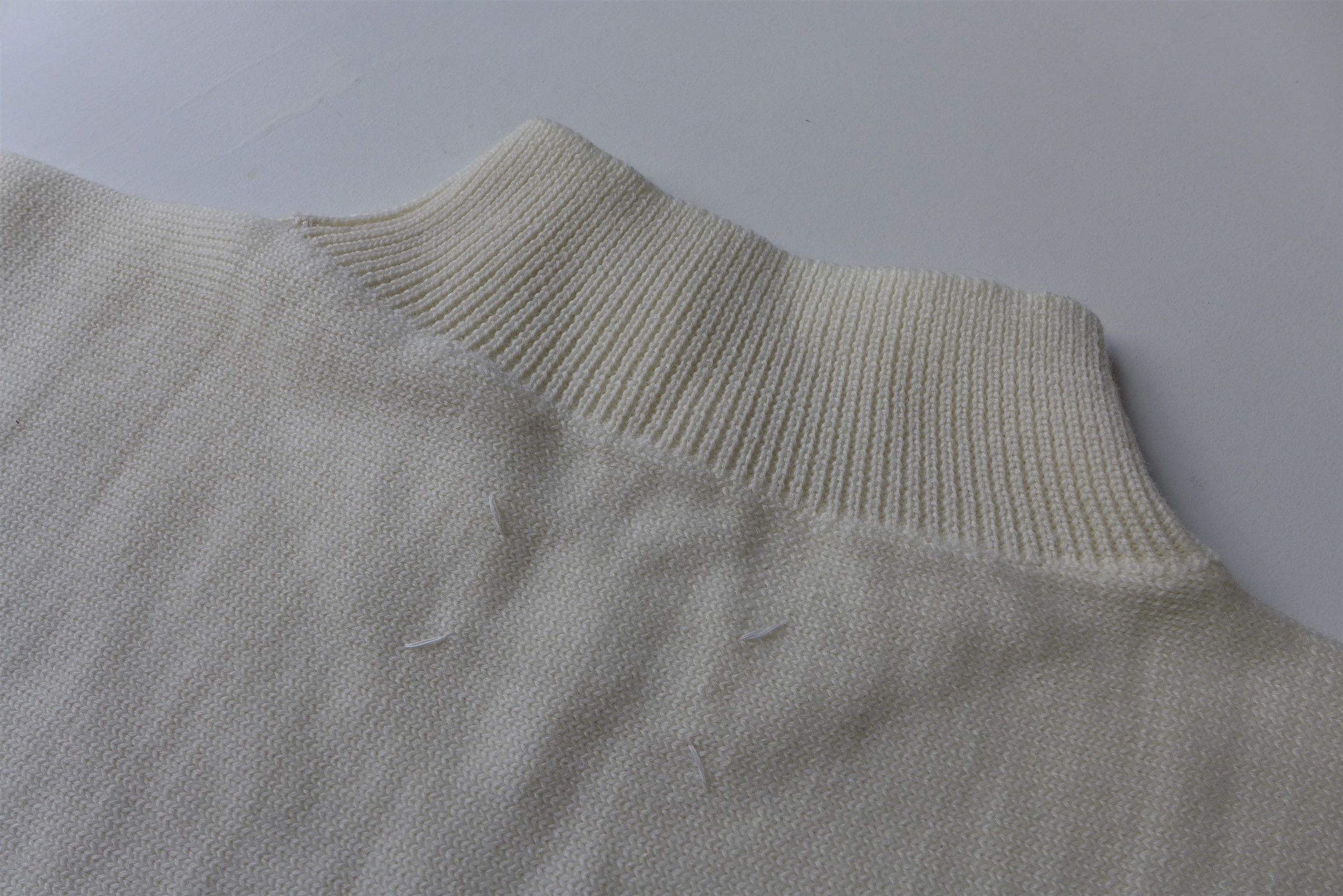 Maison Margiela Margiela Mock Neck Panelled Sweater -- White Wool Size US L / EU 52-54 / 3 - 4 Thumbnail