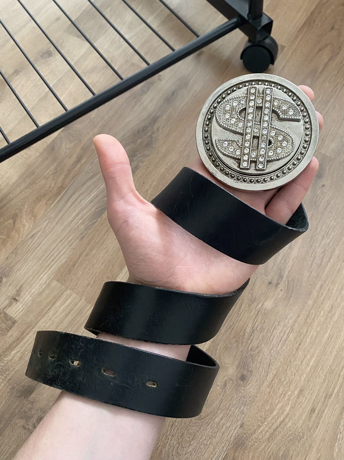 Vintage 90s Drip Rap Dollar Leather Belt y2k Size ONE SIZE - 1 Thumbnail