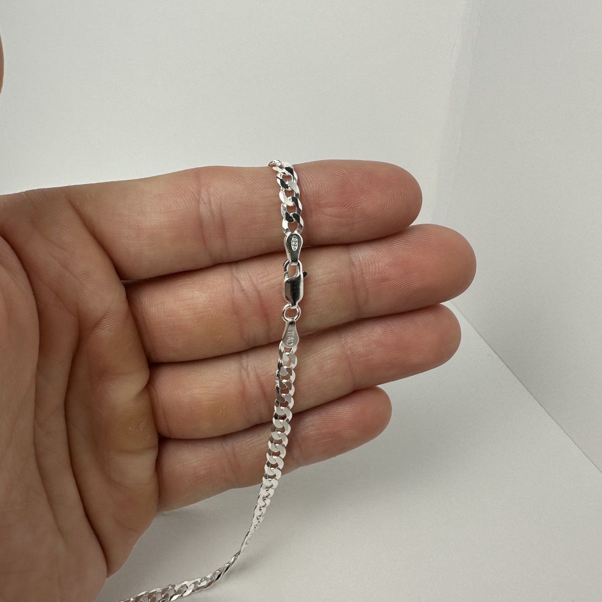 Jewelry Silver Chain Solid Sterling Silver Cuban Link Chain 4mm 22in Size ONE SIZE - 2 Thumbnail