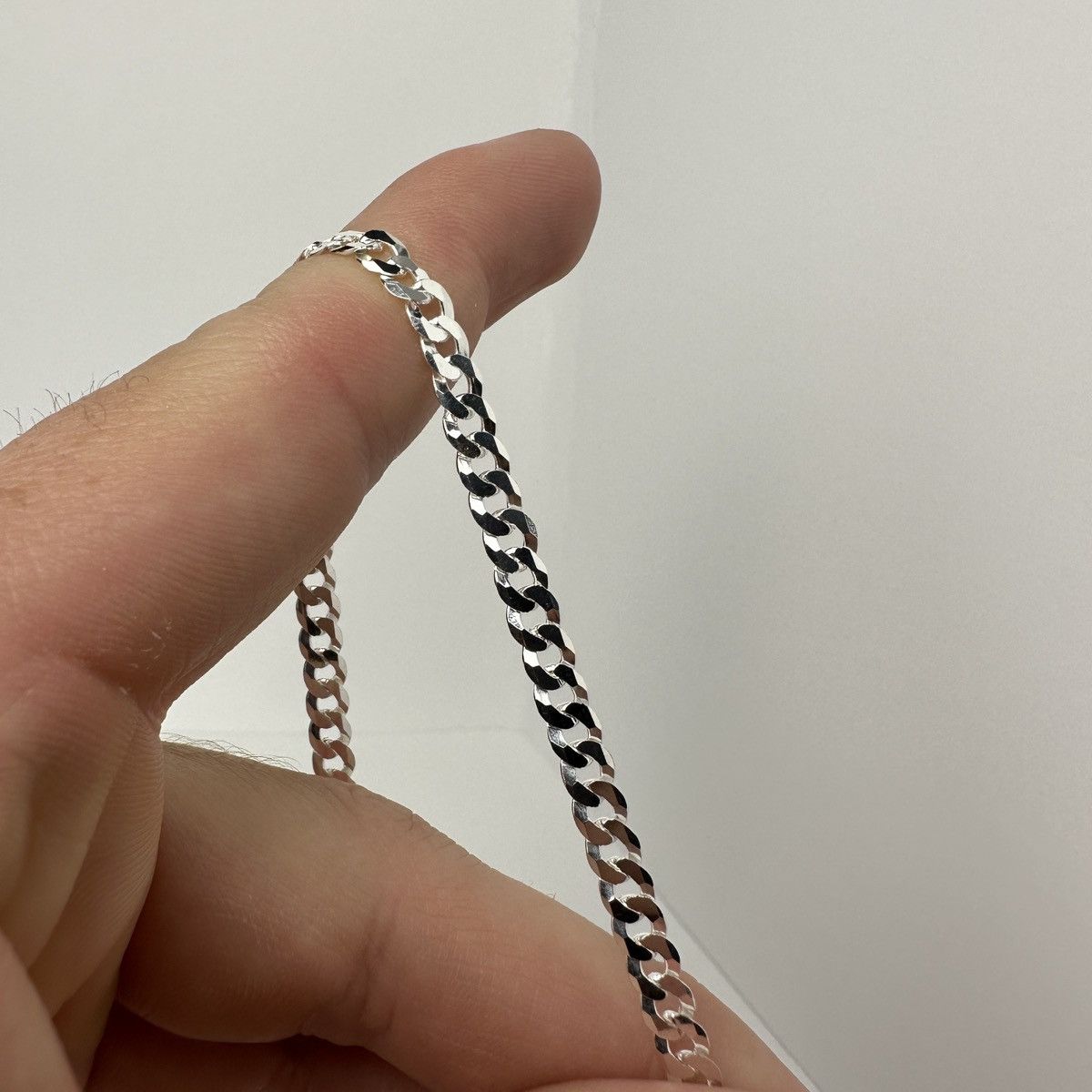 Jewelry Silver Chain Solid Sterling Silver Cuban Link Chain 4mm 22in Size ONE SIZE - 3 Thumbnail