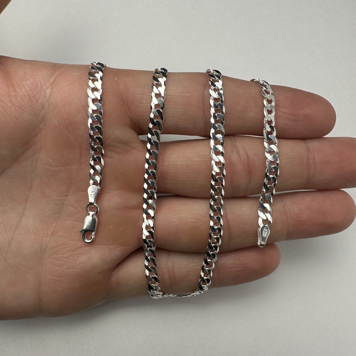 Jewelry Silver Chain Solid Sterling Silver Cuban Link Chain 4mm 22in Size ONE SIZE - 4 Thumbnail