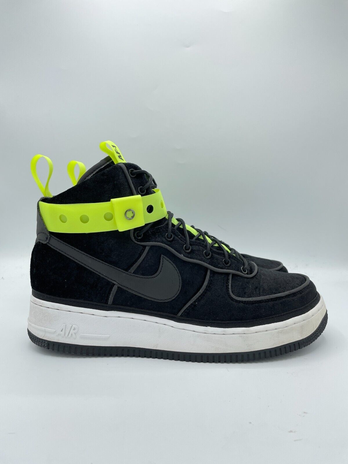 Nike MAGIC STICK x Nike Air Force 1 Velour Black VIP Yellow Volt Size US 9 / EU 42 - 4 Thumbnail