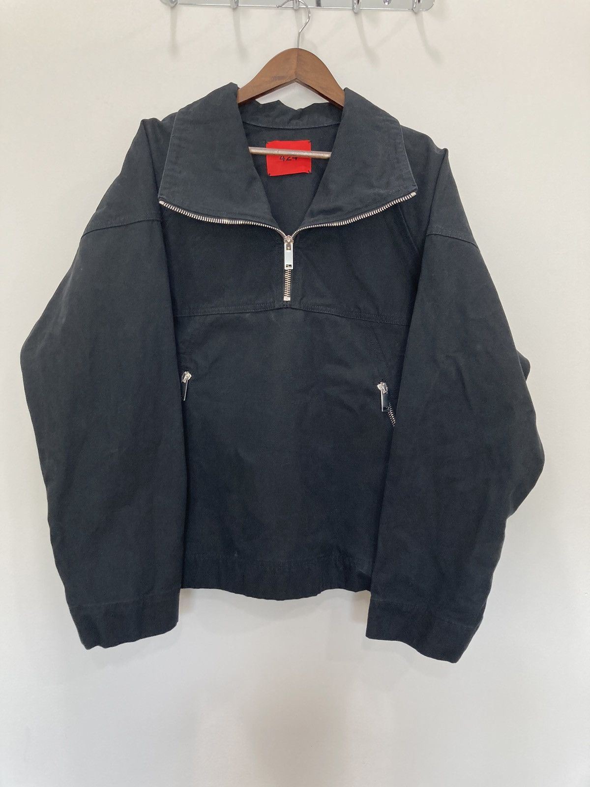 image of 424 On Fairfax Canvas Anorak in Black, Men's (Size Large)
