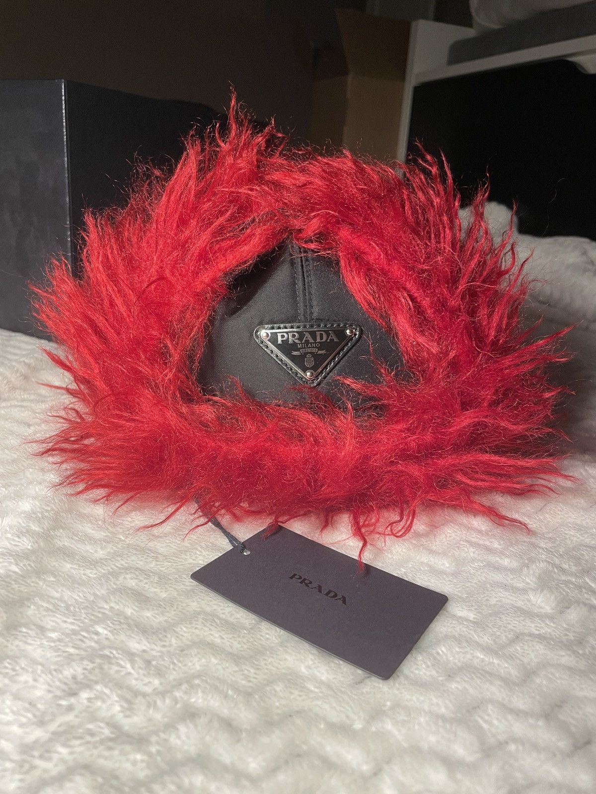 Prada Faux-Fur Nylon Trapper Hat Release