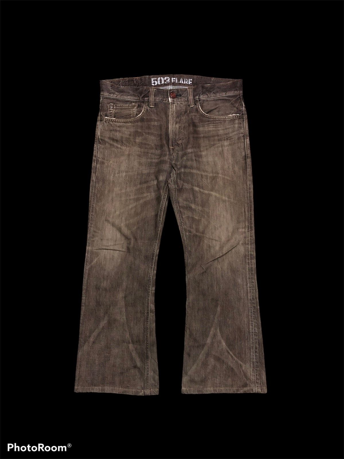 Pre-owned Edwin Flare  503 Washed Brown Denim