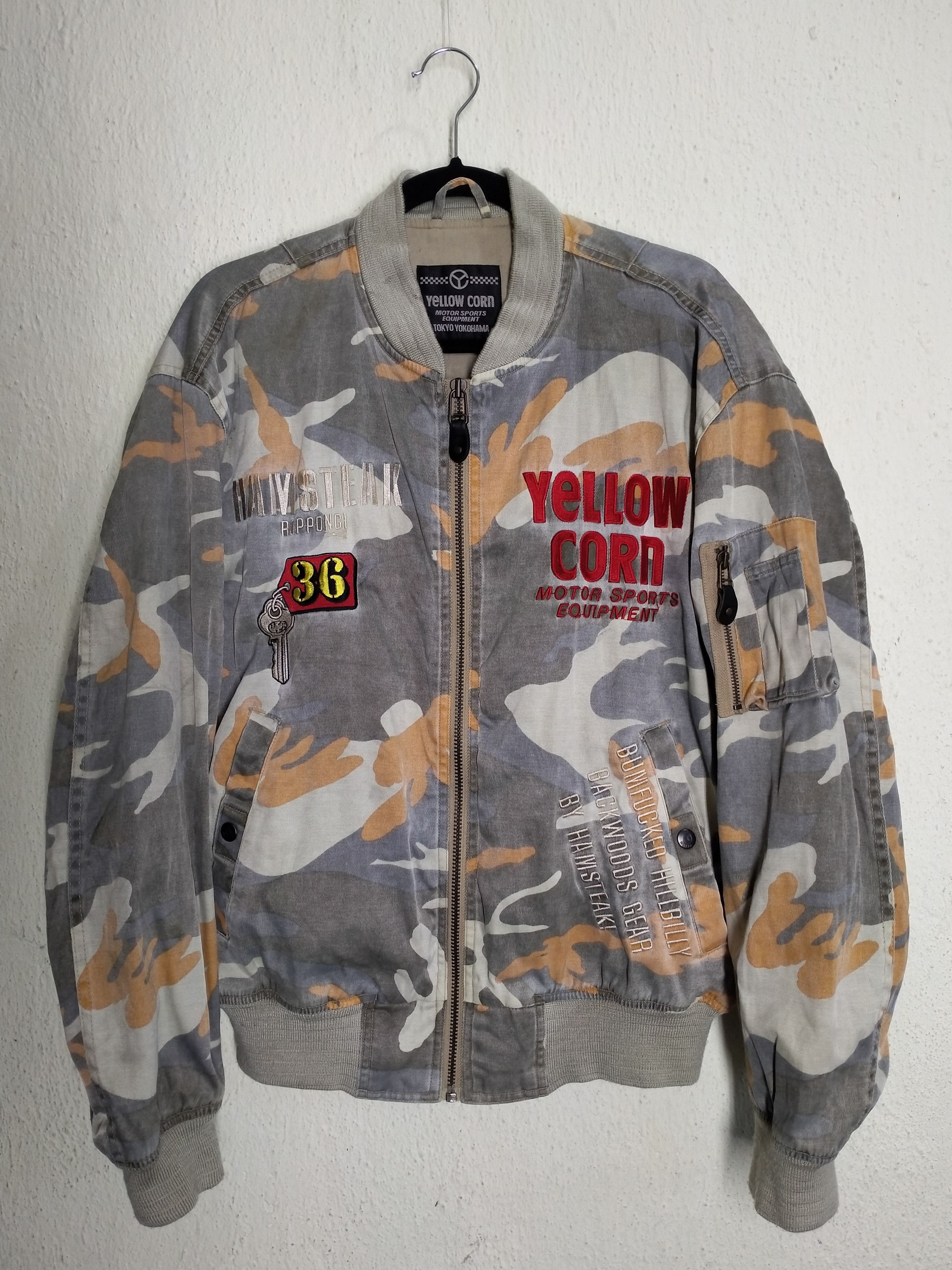 Japanese Brand Y2K Yellow Corn Bomber Camo Big Logo / Spell out Size US L / EU 52-54 / 3 - 2 Thumbnail