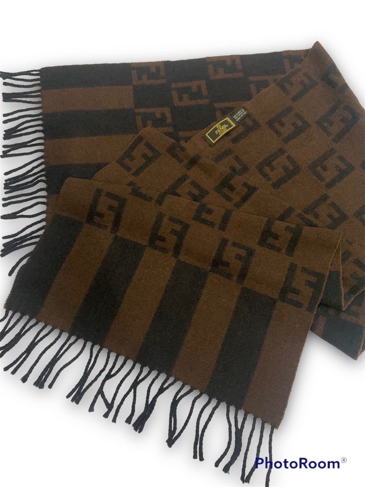 Fendi Fendi Muffler Zucca Pattern Lana Wool Made in Italy Size ONE SIZE - 3 Thumbnail