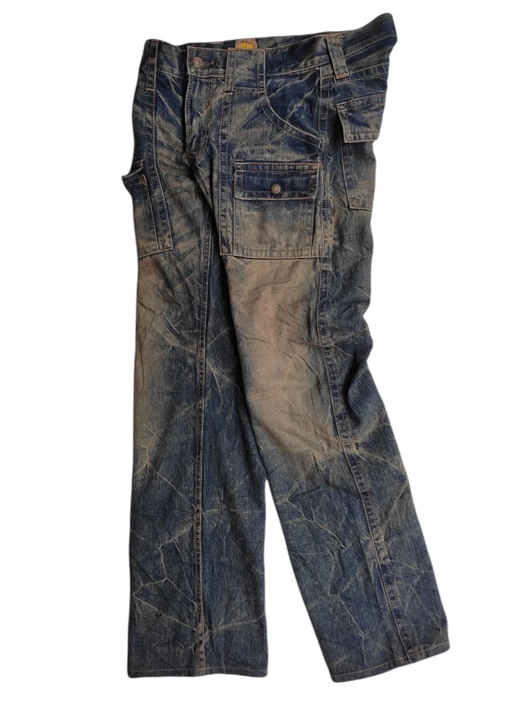 Japanese Brand 👑Jp Blue way 6 pocket acid wash denim pants👑 Size US 31 - 3 Thumbnail
