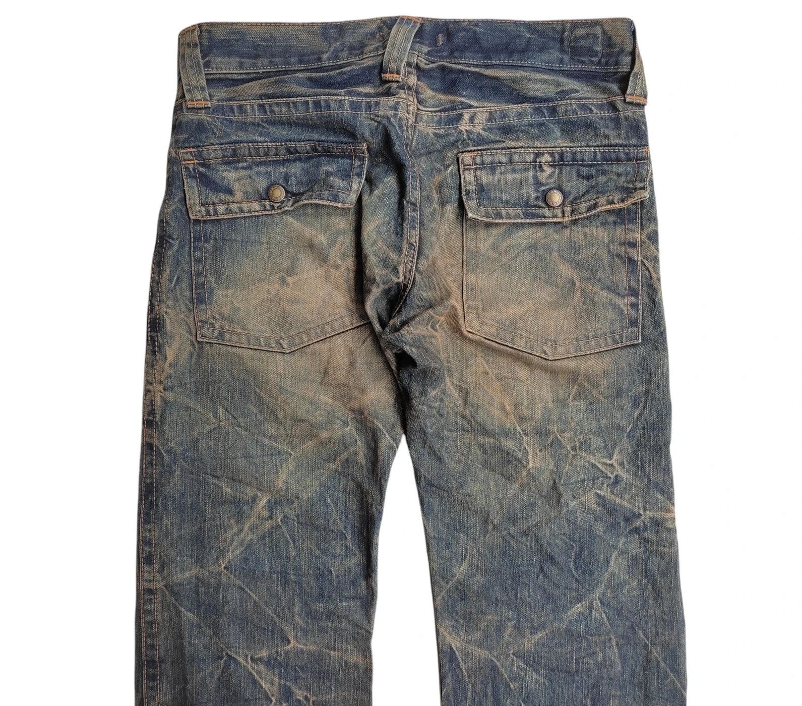 Japanese Brand 👑Jp Blue way 6 pocket acid wash denim pants👑 Size US 31 - 6 Thumbnail