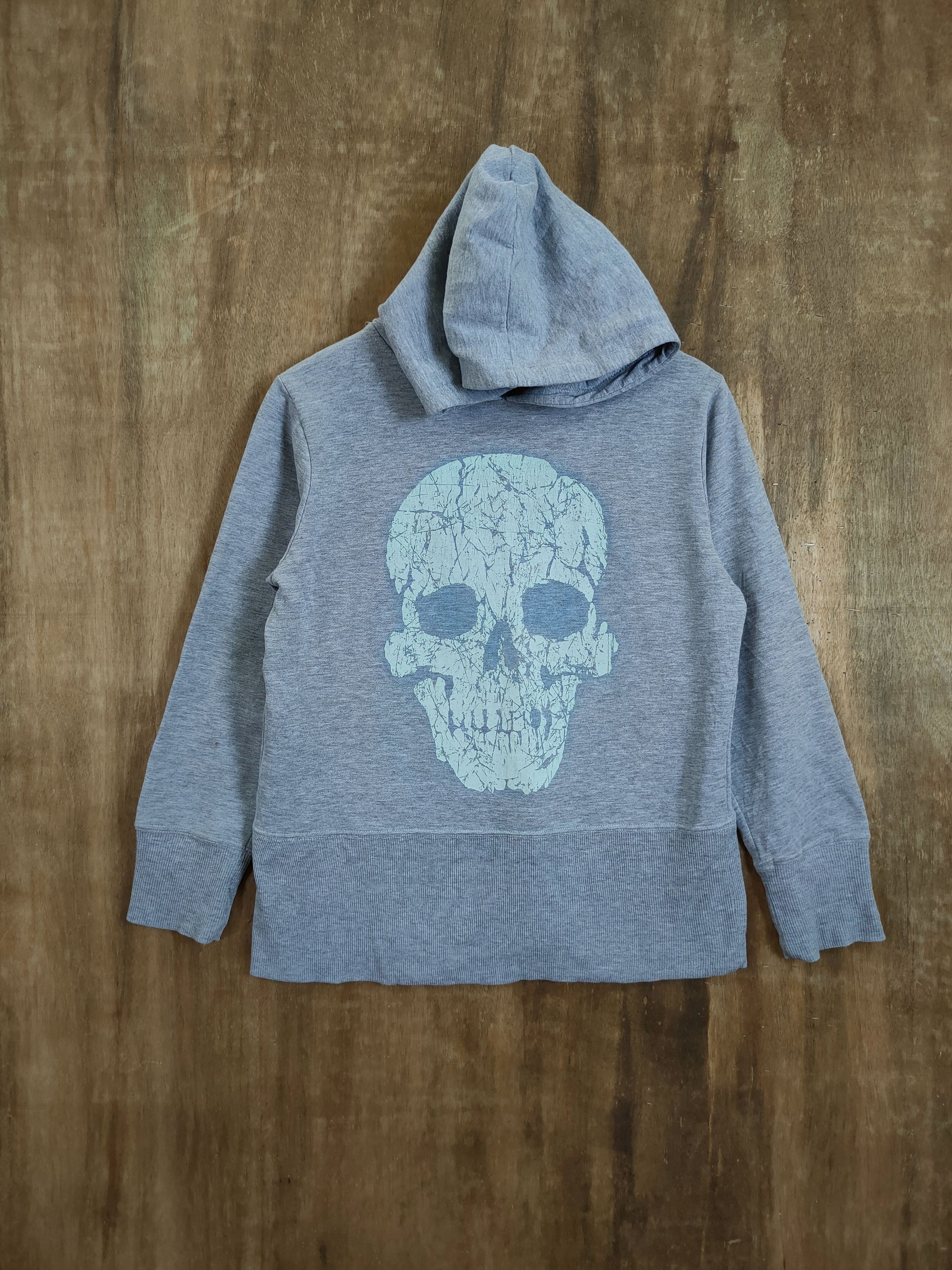 image of Seditionaries x Skulls Ecruse Japan Skull Punk Hoodie Sweatshirt 46-784 in Grey, Women's (Size Smal