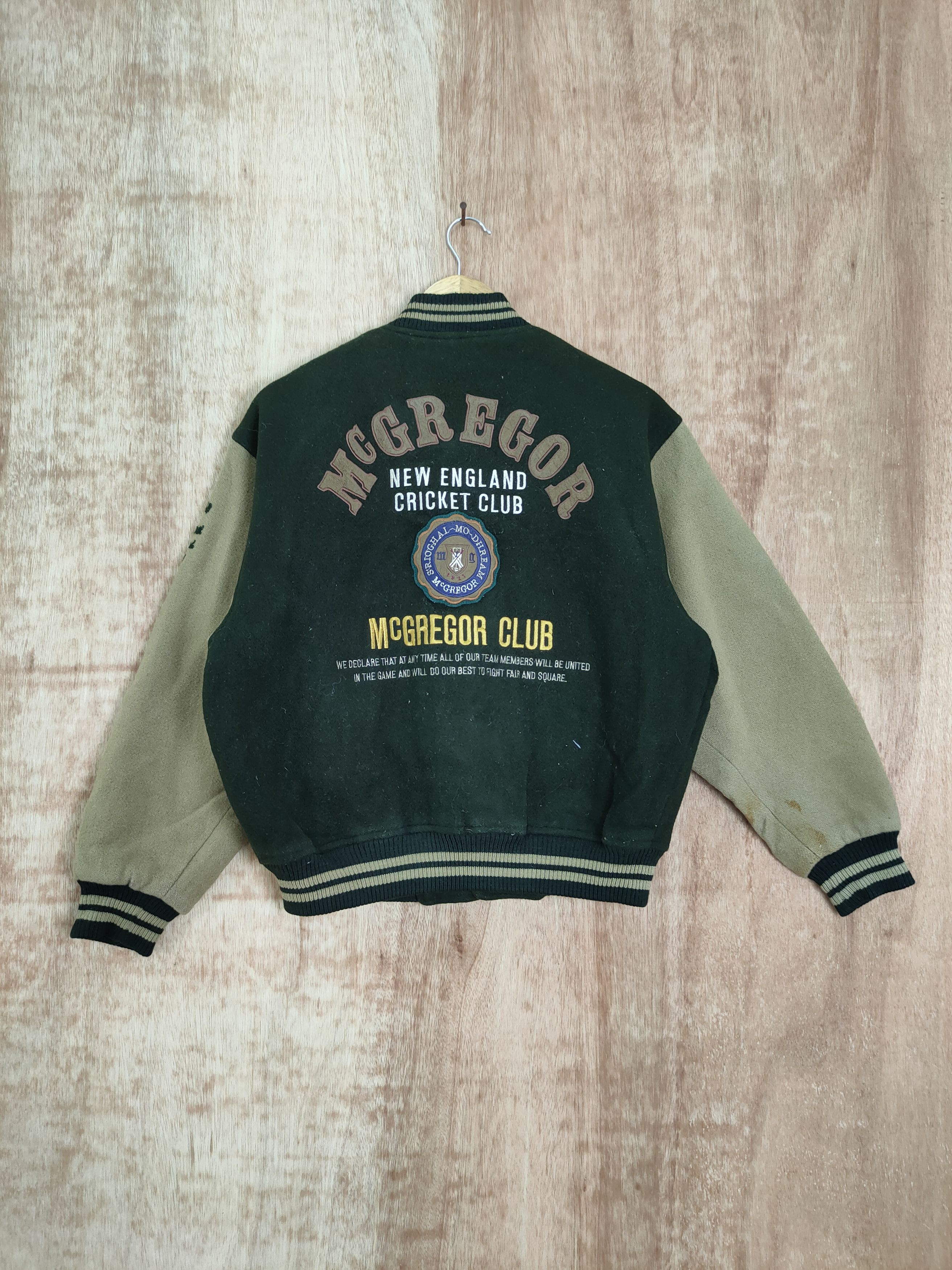 image of Mcgregor x Varsity Dl Mc Gregor Cricket Club Vintage Wool Varsity Jacket 4216 in Green (Size Small)