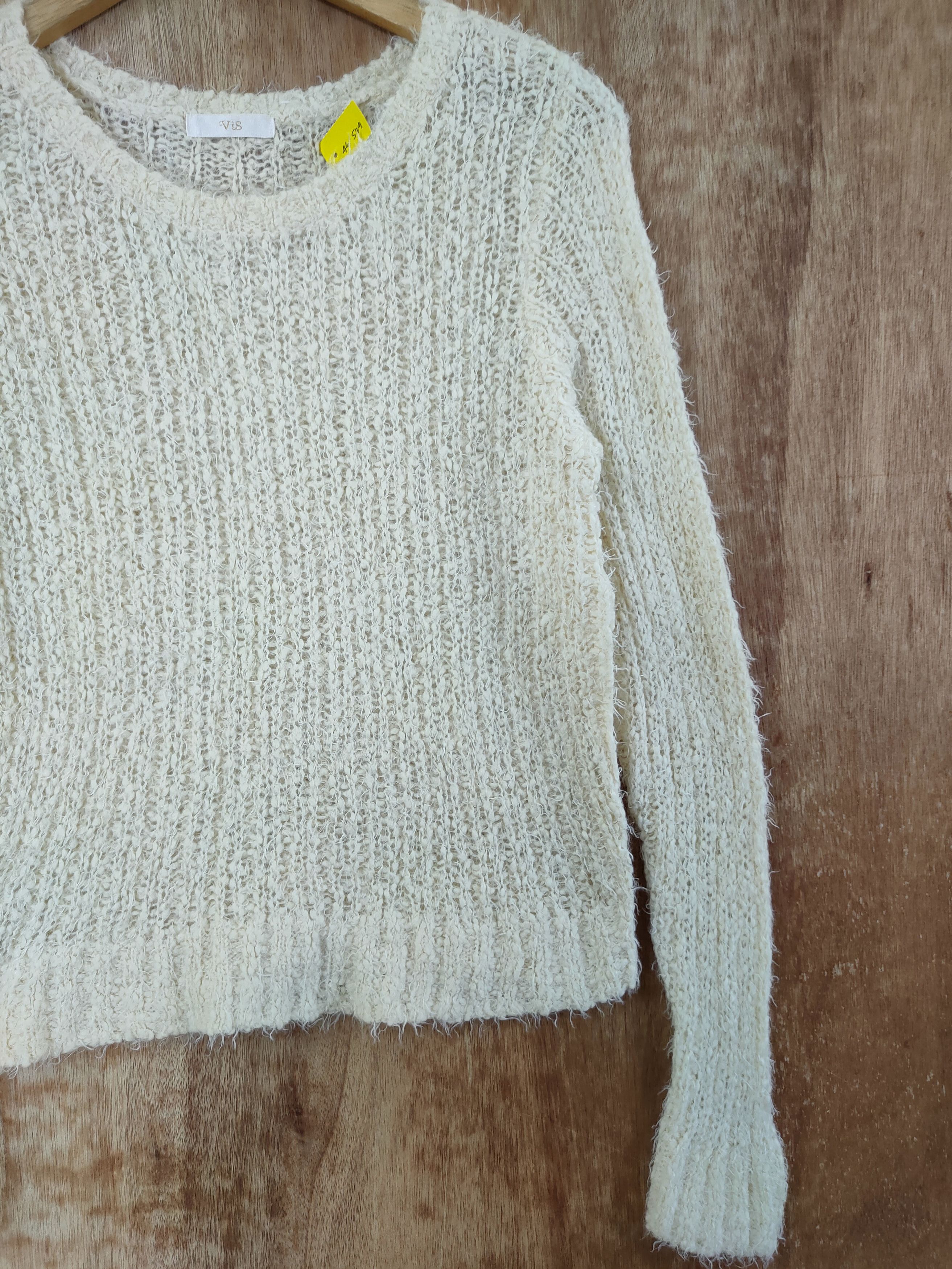 Homespun Knitwear × Japanese Brand Vis mohair japan cream crop top knitwear #46-539 Size M / US 6-8 / IT 42-44 - 3 Thumbnail
