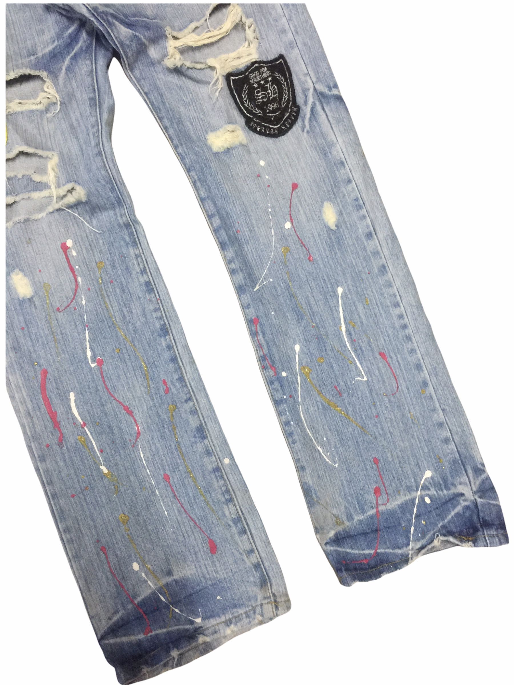 Japanese Brand Splattered And Distressed Jeans lnspired Number Nine Size US 32 / EU 48 - 4 Thumbnail