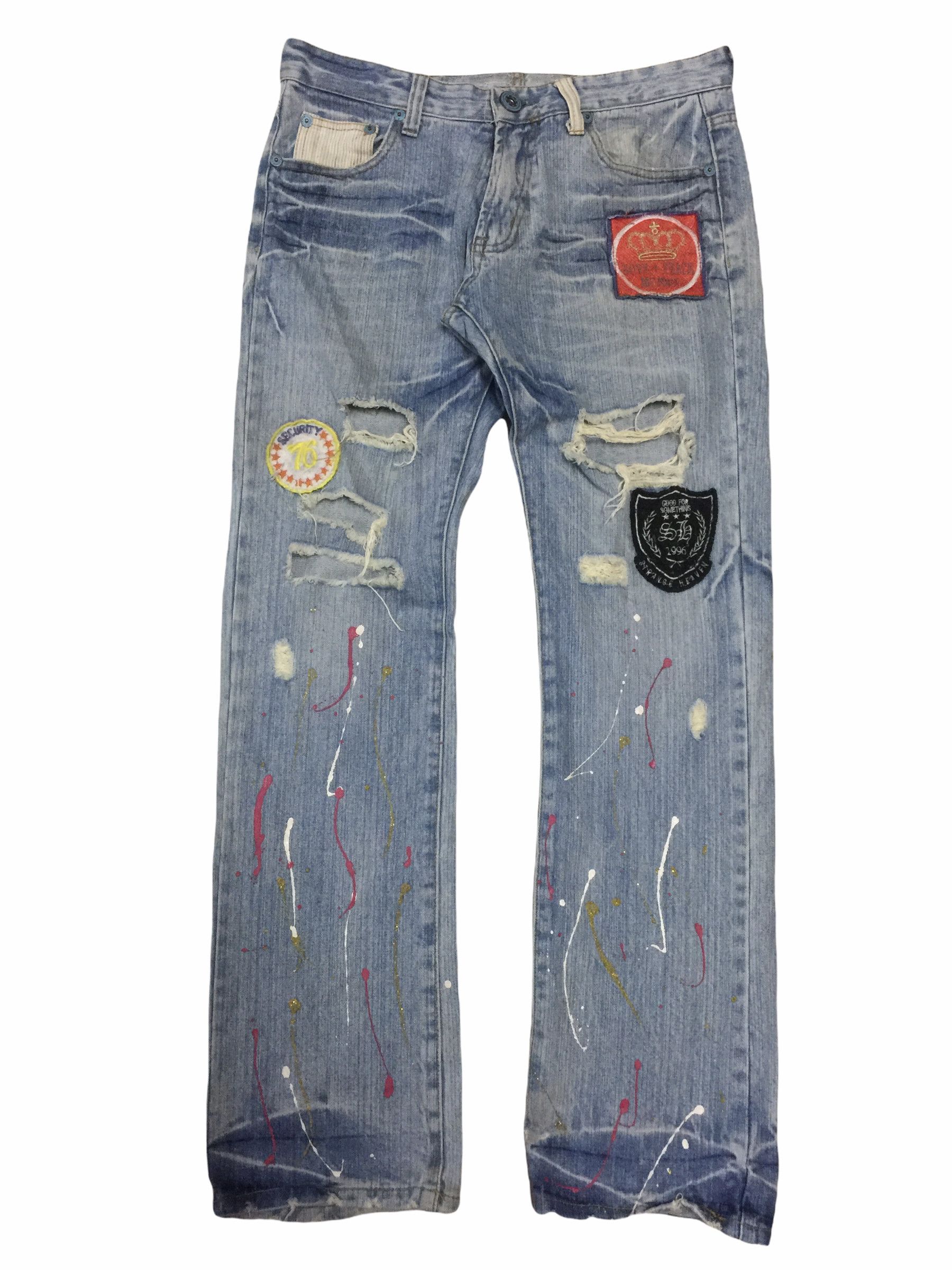 image of Distressed Denim Splattered And Distressed Jeans Lnspired Number Nine in Blue Jean, Men's (Size 32)