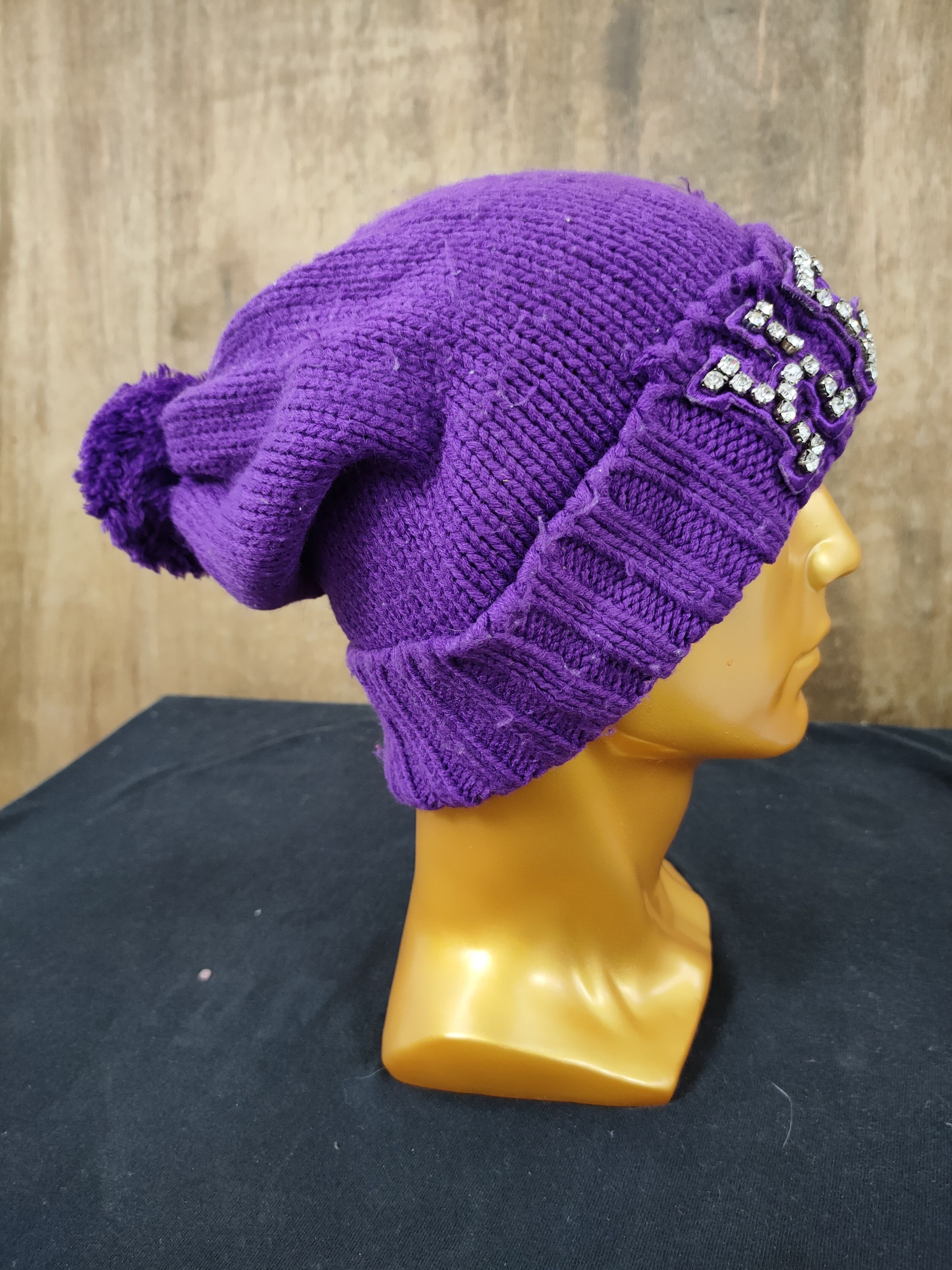 Designer × Japanese Brand Hemp diamond purple distressed beanie snowcap Size ONE SIZE - 4 Thumbnail
