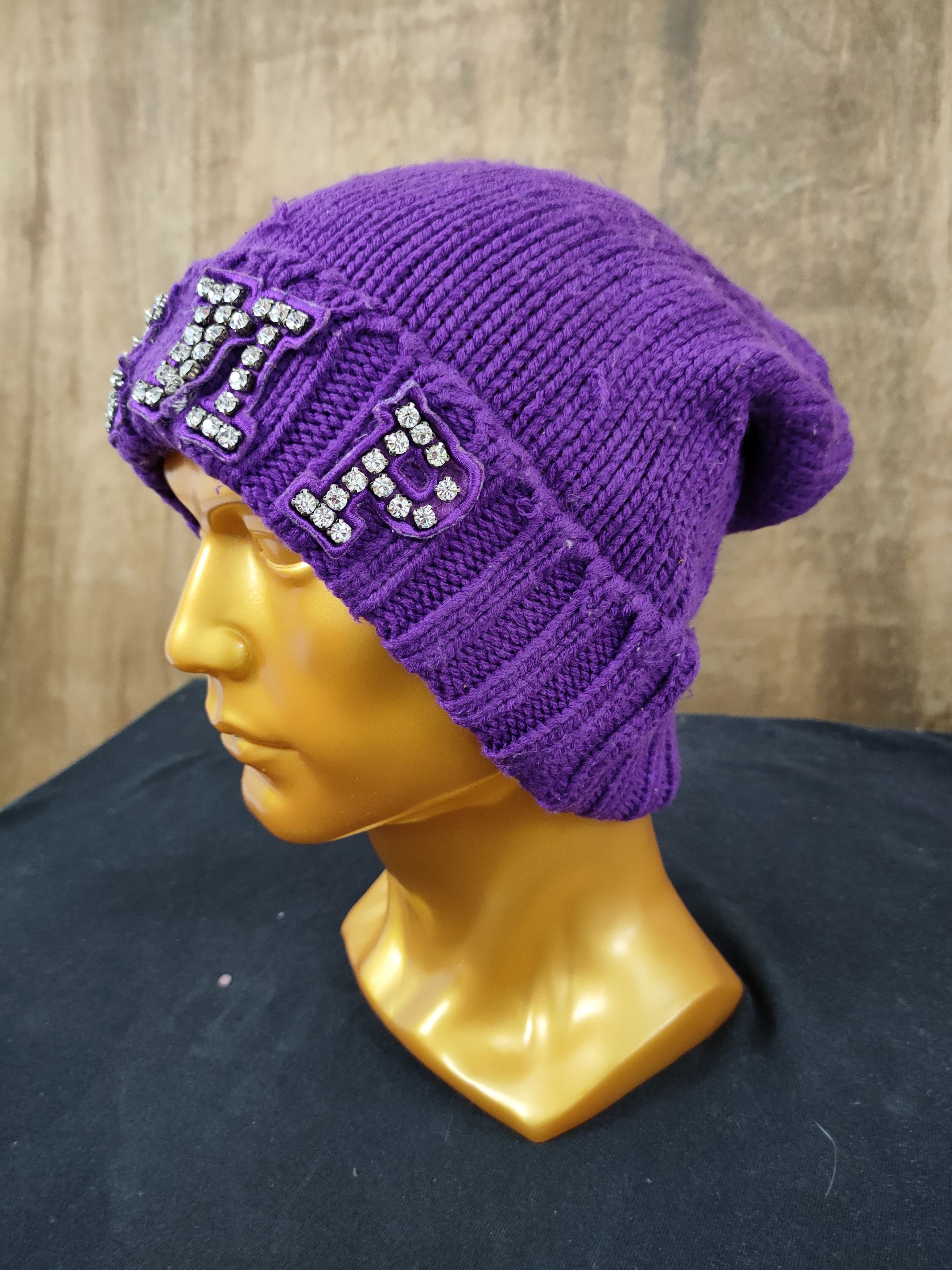 Designer × Japanese Brand Hemp diamond purple distressed beanie snowcap Size ONE SIZE - 2 Thumbnail