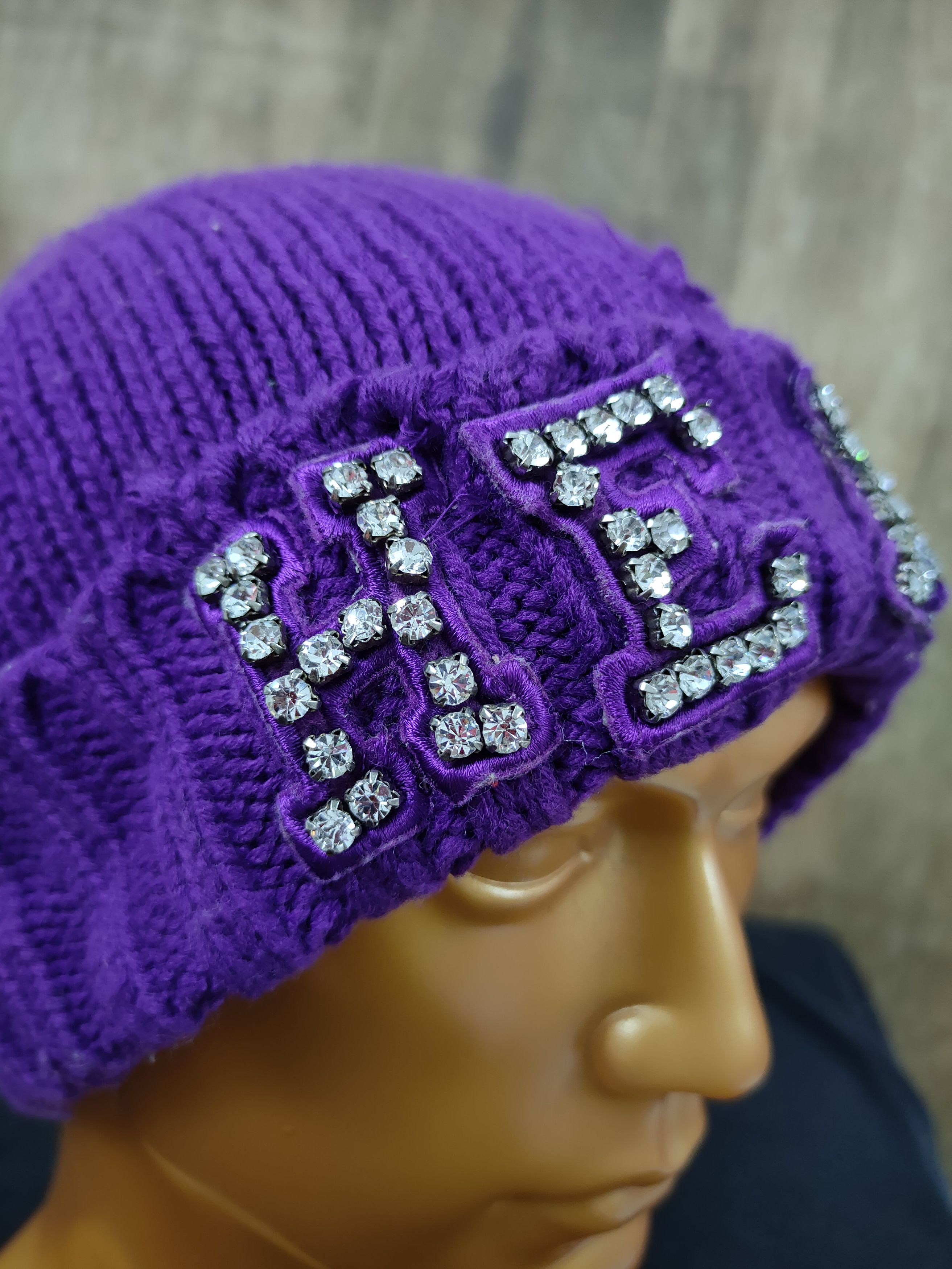 Designer × Japanese Brand Hemp diamond purple distressed beanie snowcap Size ONE SIZE - 5 Thumbnail