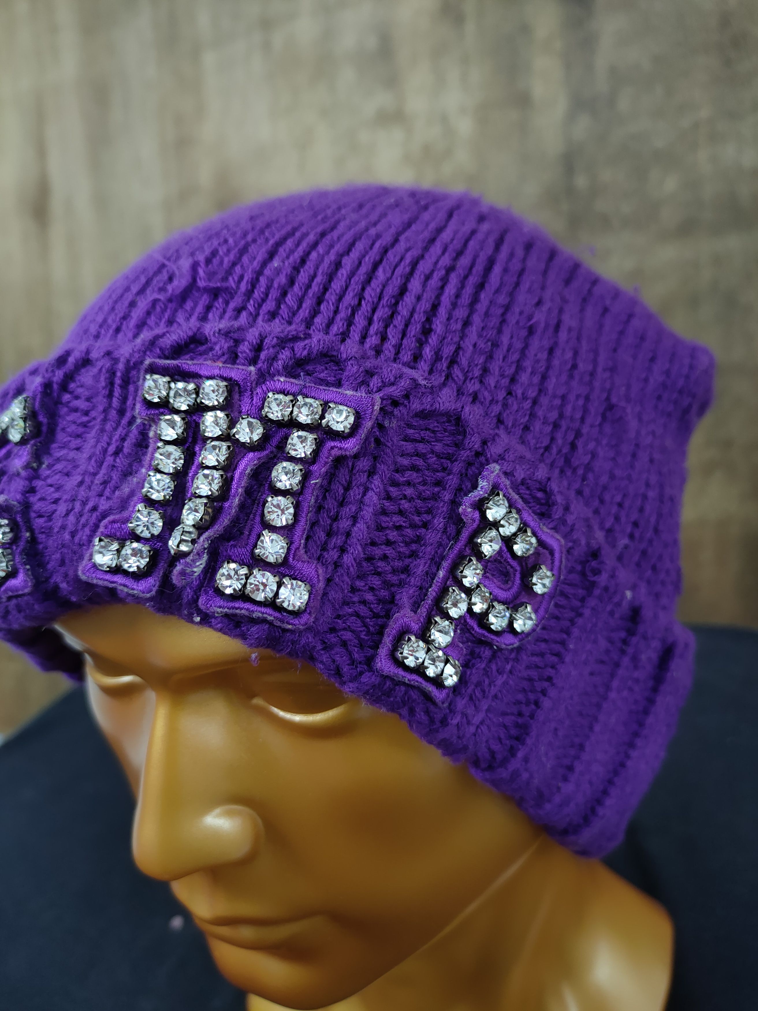 Designer × Japanese Brand Hemp diamond purple distressed beanie snowcap Size ONE SIZE - 6 Thumbnail