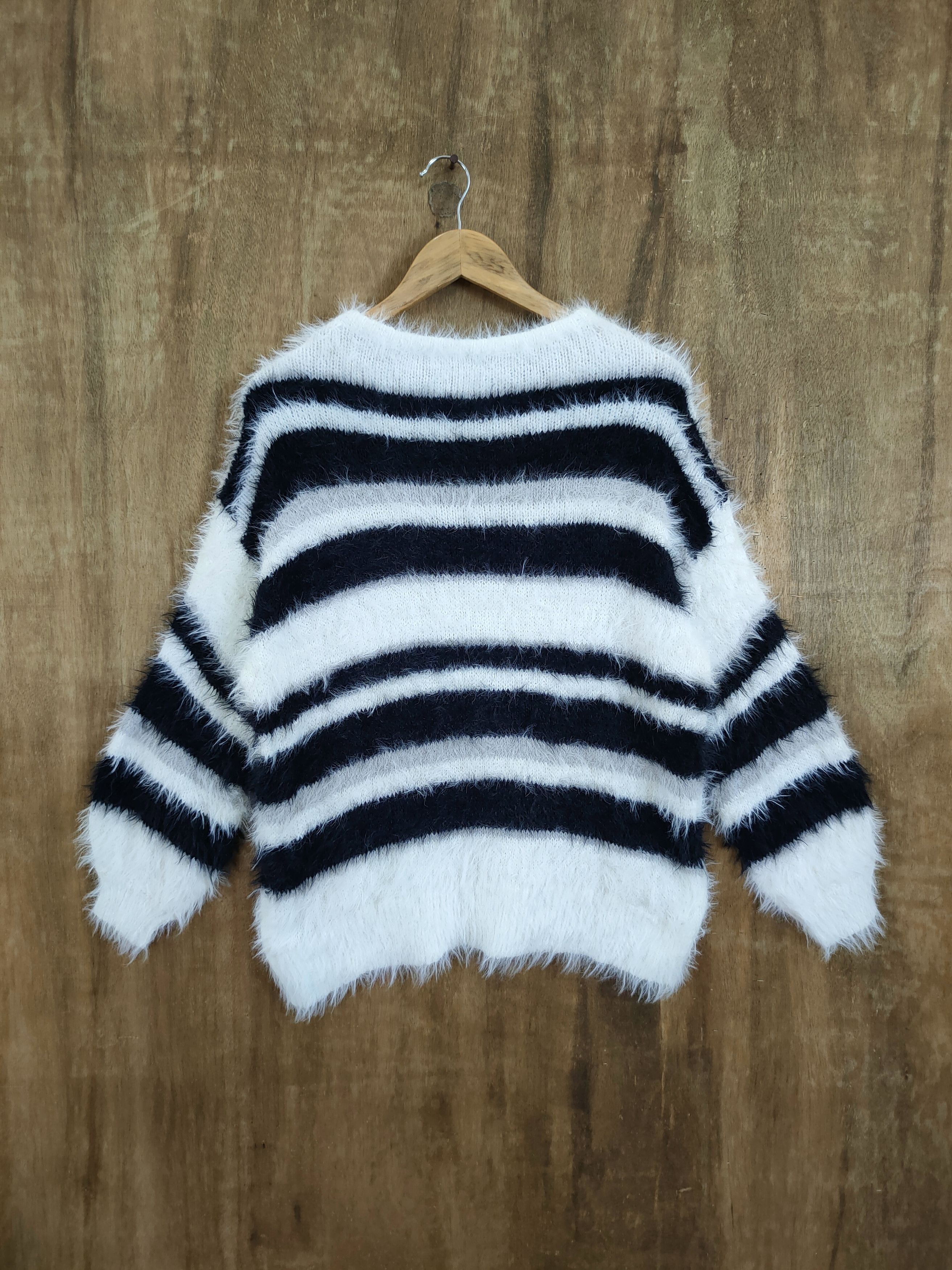 Vintage D Japan Stripe mohair shag shaggy soft fur knitwear #46-1017 Size M / US 6-8 / IT 42-44 - 9 Thumbnail
