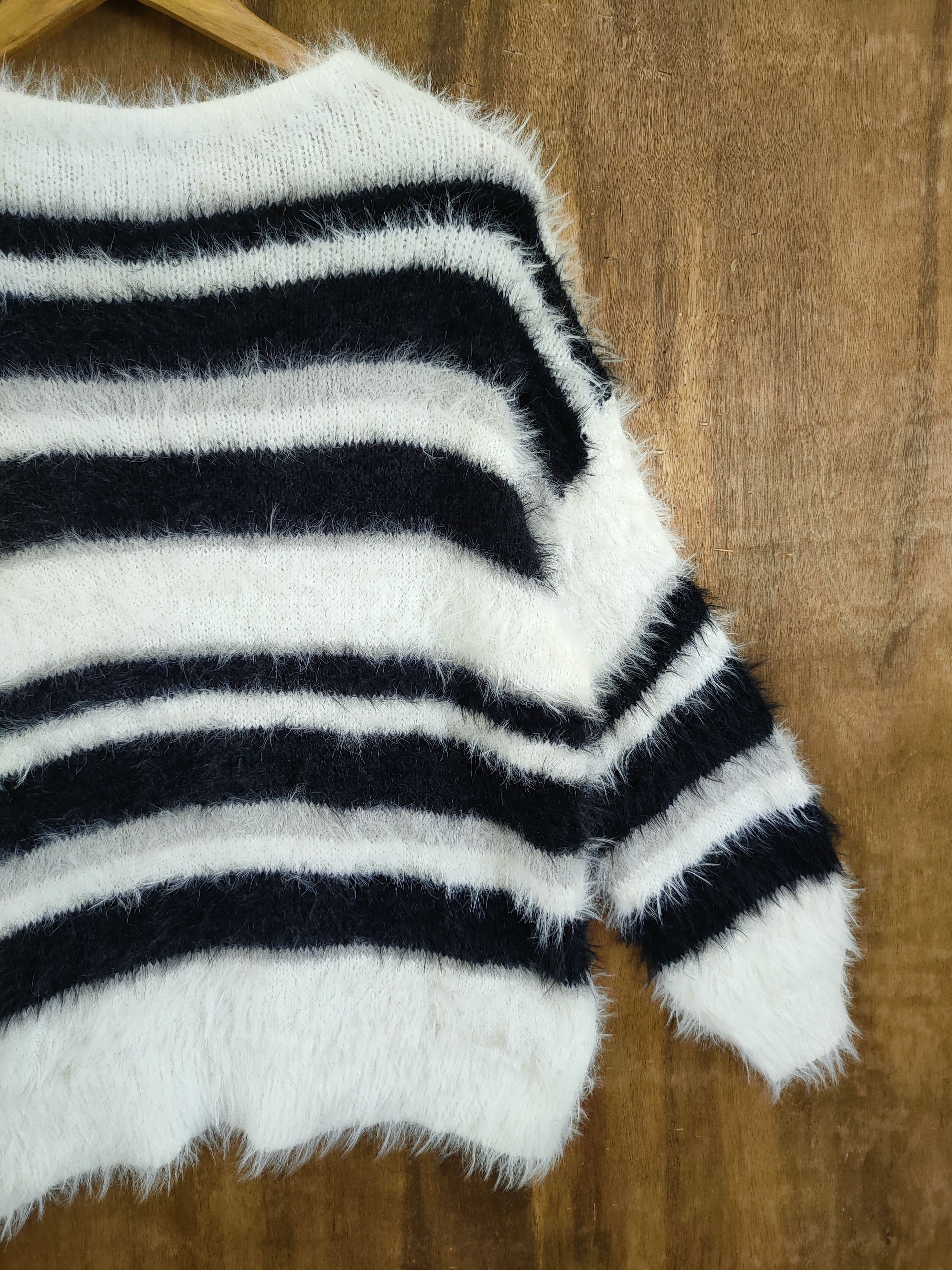 Vintage D Japan Stripe mohair shag shaggy soft fur knitwear #46-1017 Size M / US 6-8 / IT 42-44 - 11 Thumbnail
