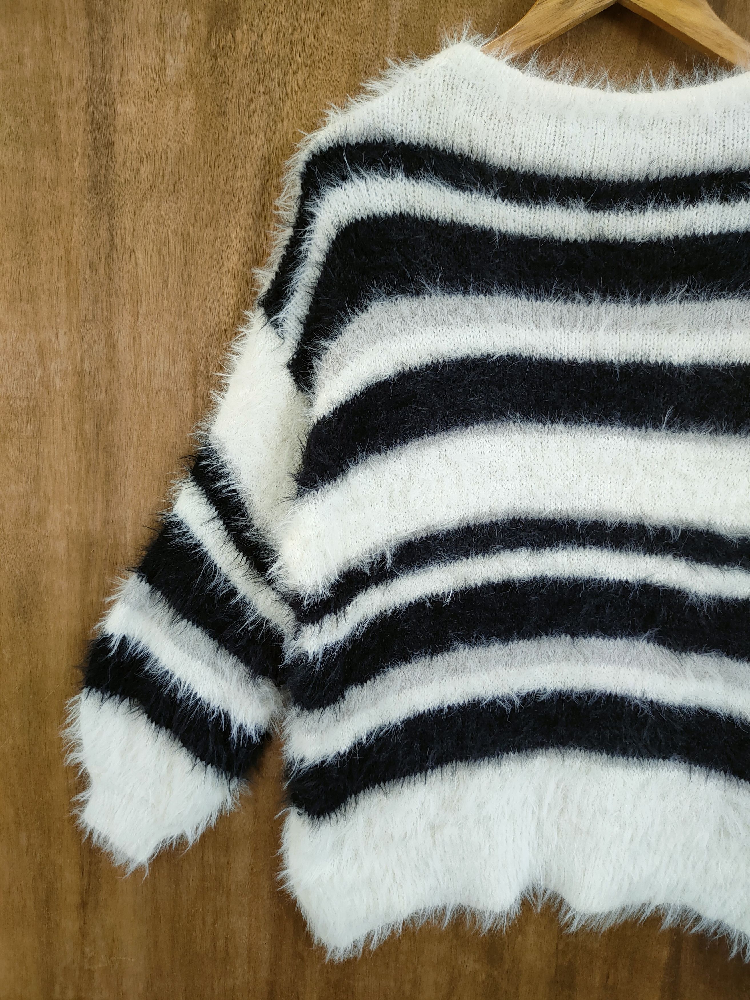 Vintage D Japan Stripe mohair shag shaggy soft fur knitwear #46-1017 Size M / US 6-8 / IT 42-44 - 10 Thumbnail