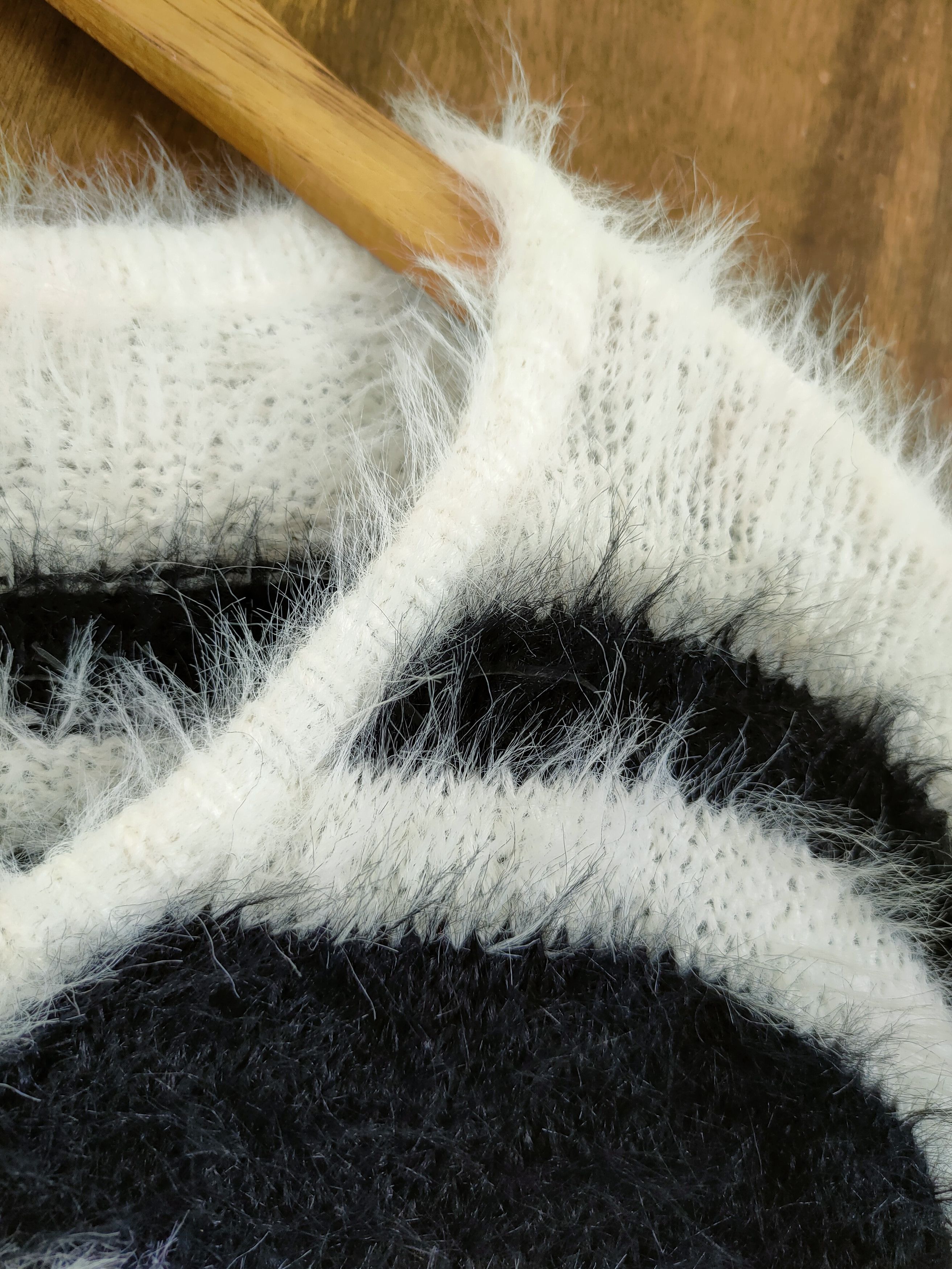Vintage D Japan Stripe mohair shag shaggy soft fur knitwear #46-1017 Size M / US 6-8 / IT 42-44 - 6 Thumbnail