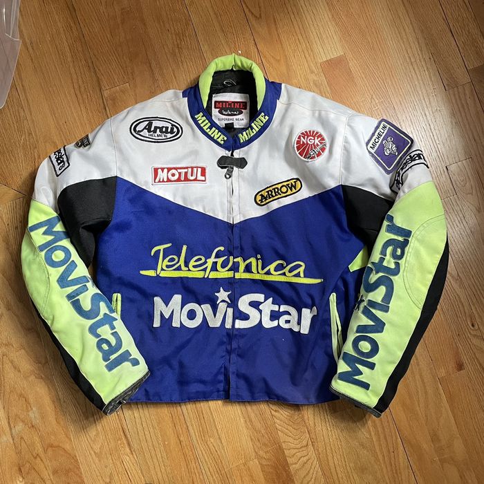 Vintage Vtg Miline Telefonica Movistar Racing Moto Jacket M/L