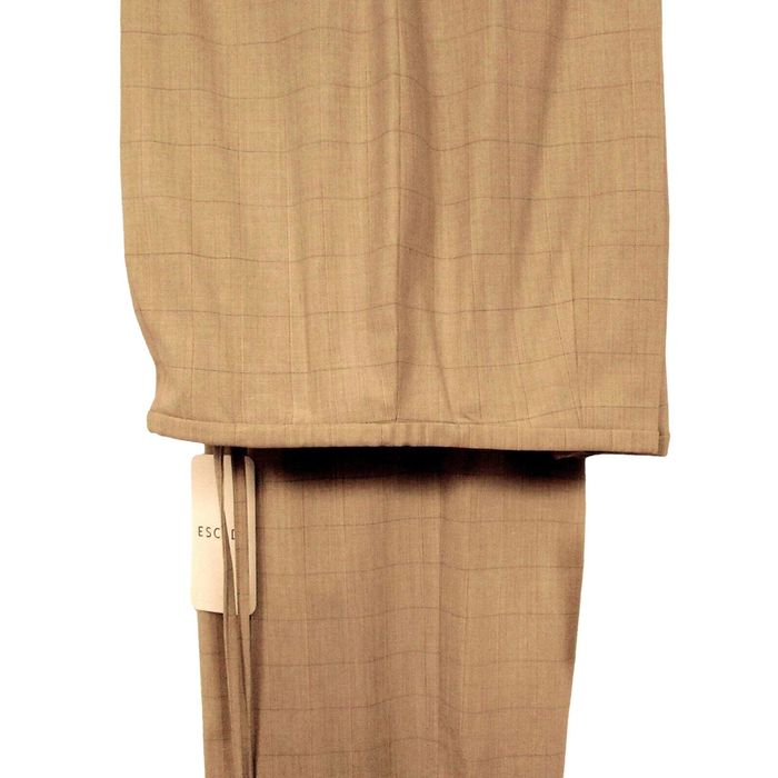 Escada Escada Neutral Plaid Wool Stretch Dress Pants Drawstring Wai