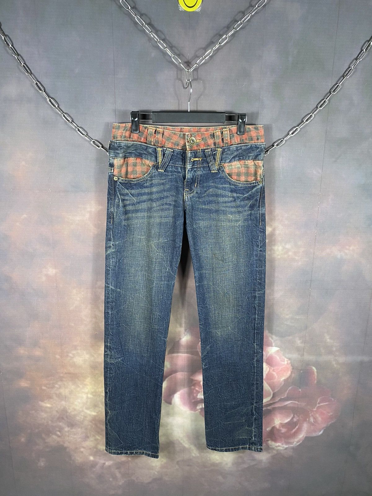If Six Was Nine × Japanese Brand × Vintage Vintage Japan Double Waist Checked Punkers Denim Jeans Size US 31 - 3 Thumbnail