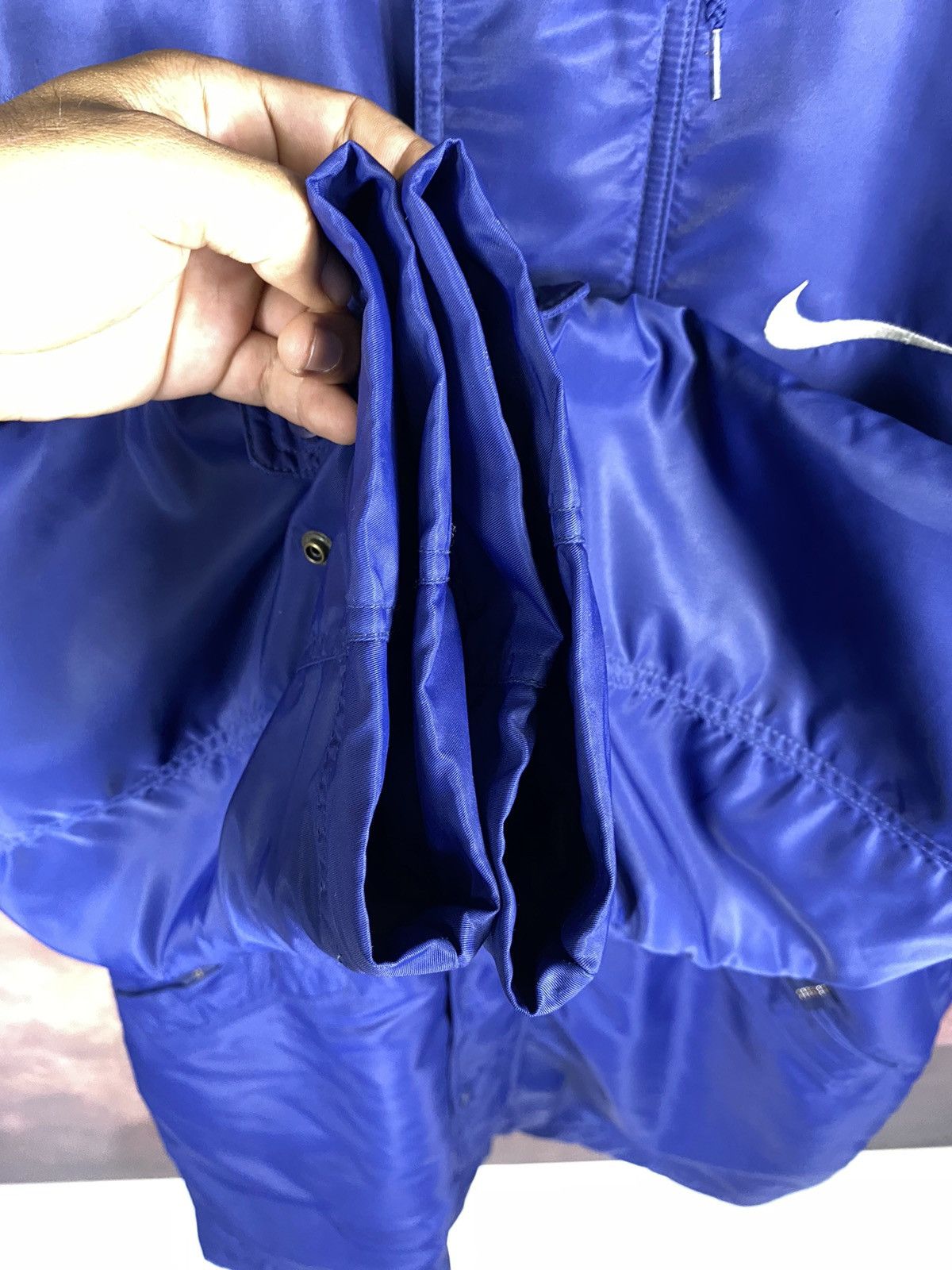 Nike × Vintage Vintage Nike 90s Big Swoosh Winter Zipper Long Jacket Hoodie Size US L / EU 52-54 / 3 - 4 Thumbnail