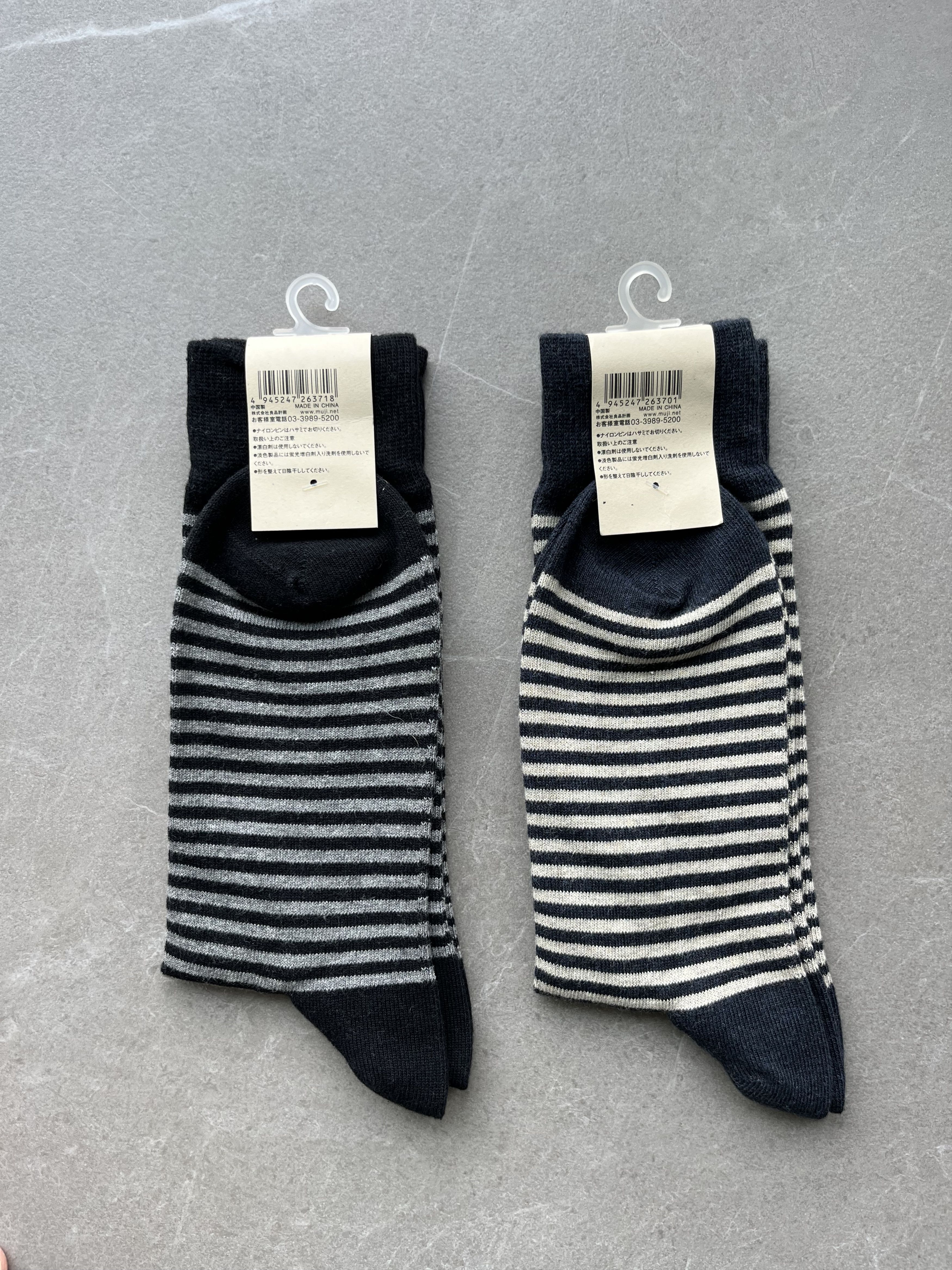 Muji MUJI Japan Cotton Mens Artist Minimal Stripe Socks x 2 pairs Size ONE SIZE - 2 Thumbnail