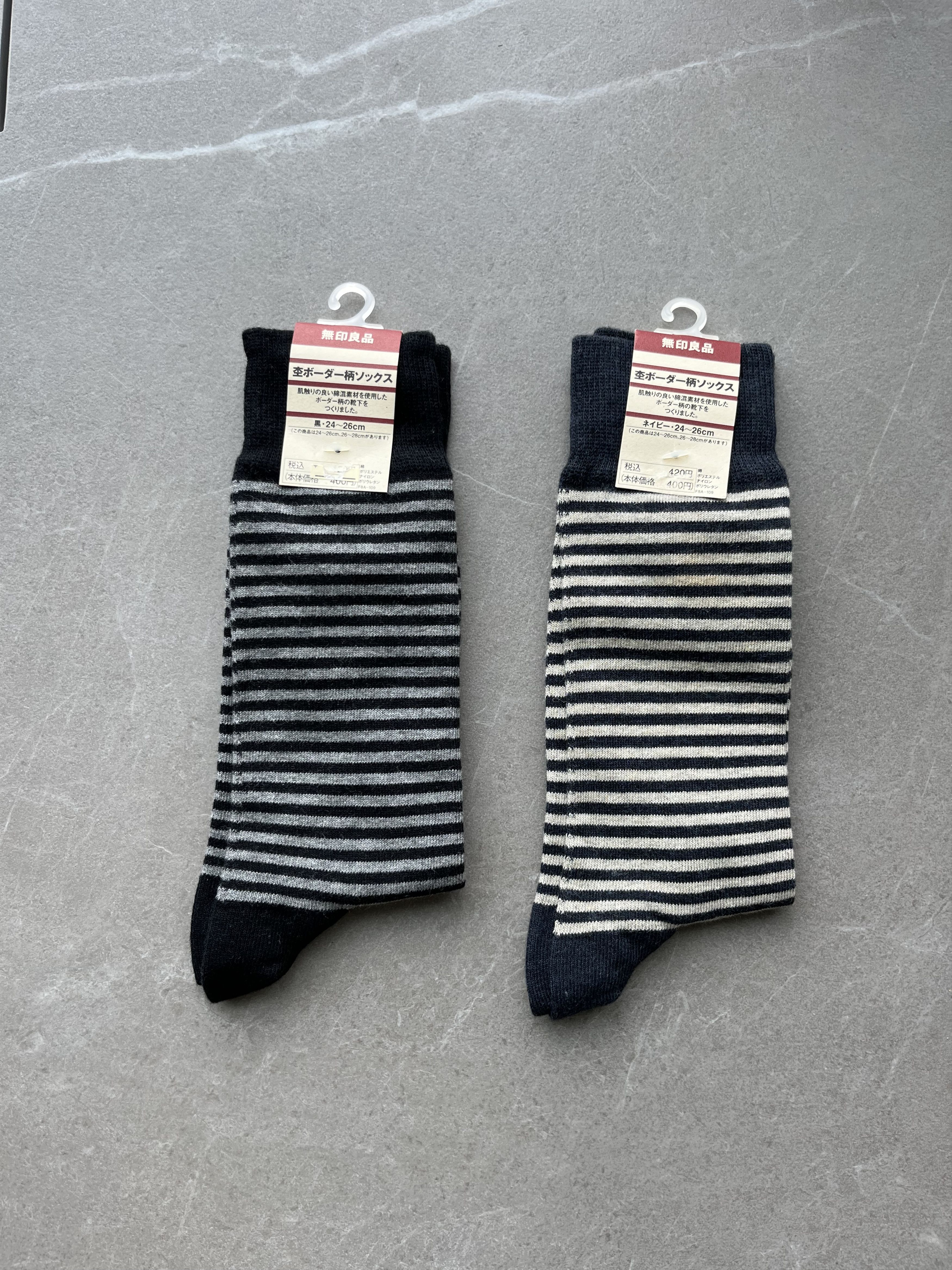 Muji MUJI Japan Cotton Mens Artist Minimal Stripe Socks x 2 pairs Size ONE SIZE - 1 Thumbnail