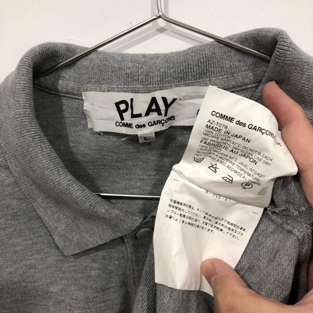 Comme des Garcons CDG Play Grey Polo Tee Size US M / EU 48-50 / 2 - 4 Thumbnail