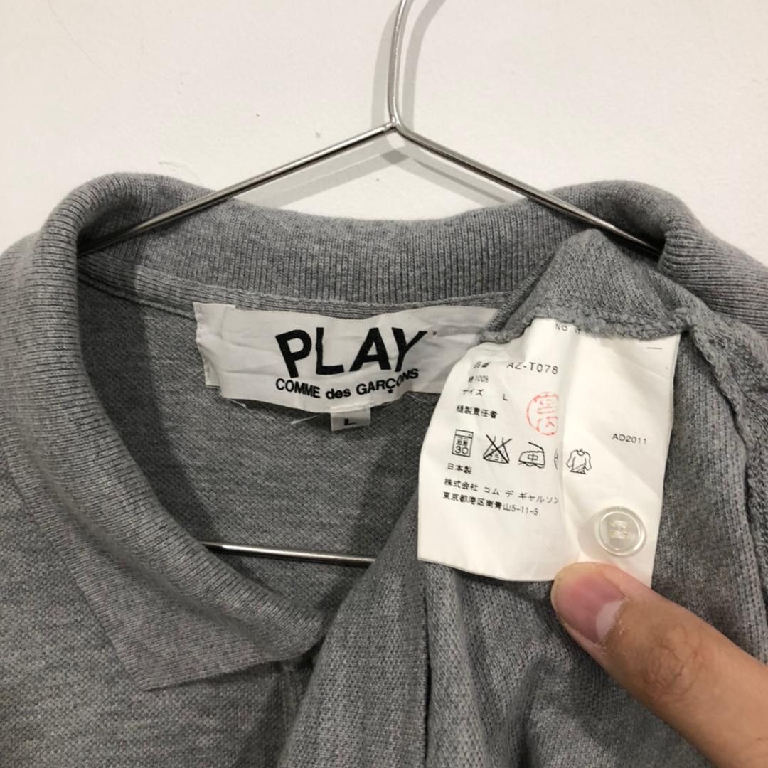 Comme des Garcons CDG Play Grey Polo Tee Size US M / EU 48-50 / 2 - 5 Thumbnail