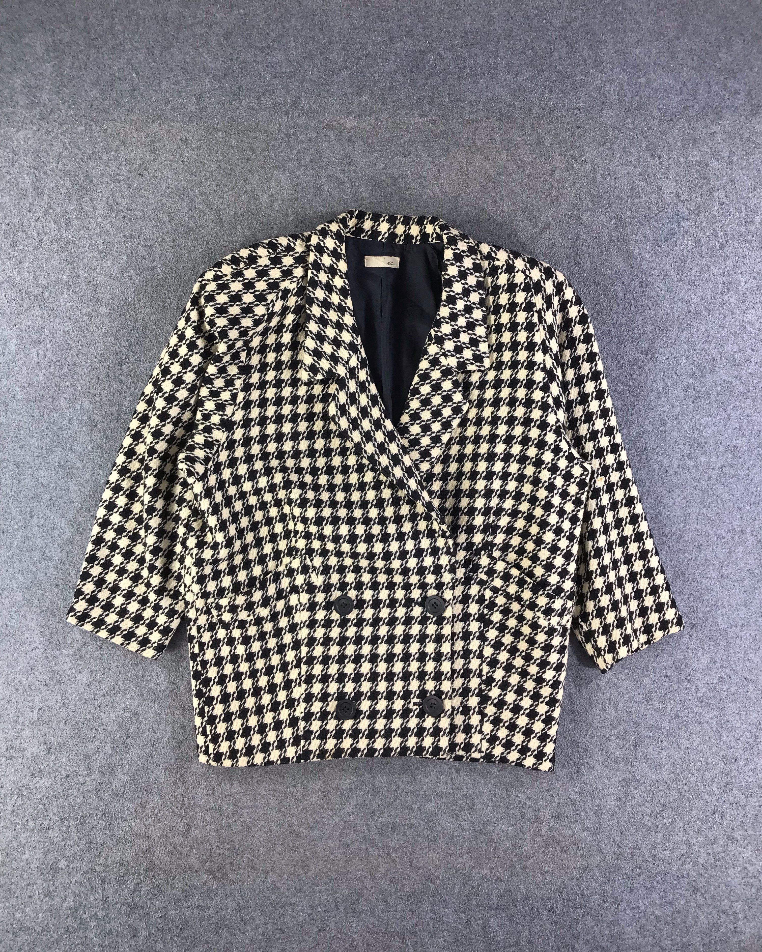 Japanese Brand Vintage Wool Houndstooth Coat Jacket JC297 Size US M / EU 48-50 / 2 - 1 Thumbnail