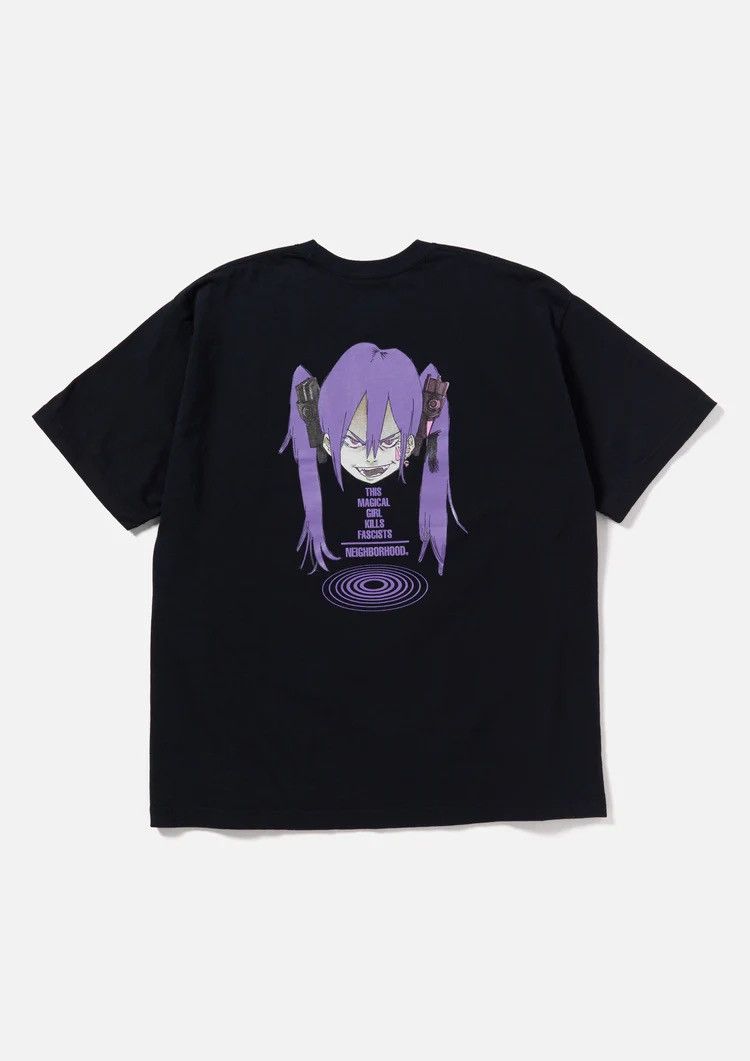 image of Anima x Neighborhood Jun Inagawa This Magical Girl Kills Fascists T-Shirt in Black (Size Medium)
