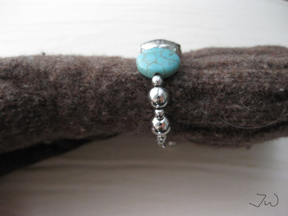 Jewelry Turquoise Tibetan Silver bracelet With Silver Beads Size ONE SIZE - 4 Thumbnail