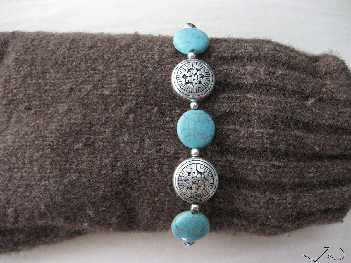 Jewelry Turquoise Tibetan Silver bracelet With Silver Beads Size ONE SIZE - 3 Thumbnail