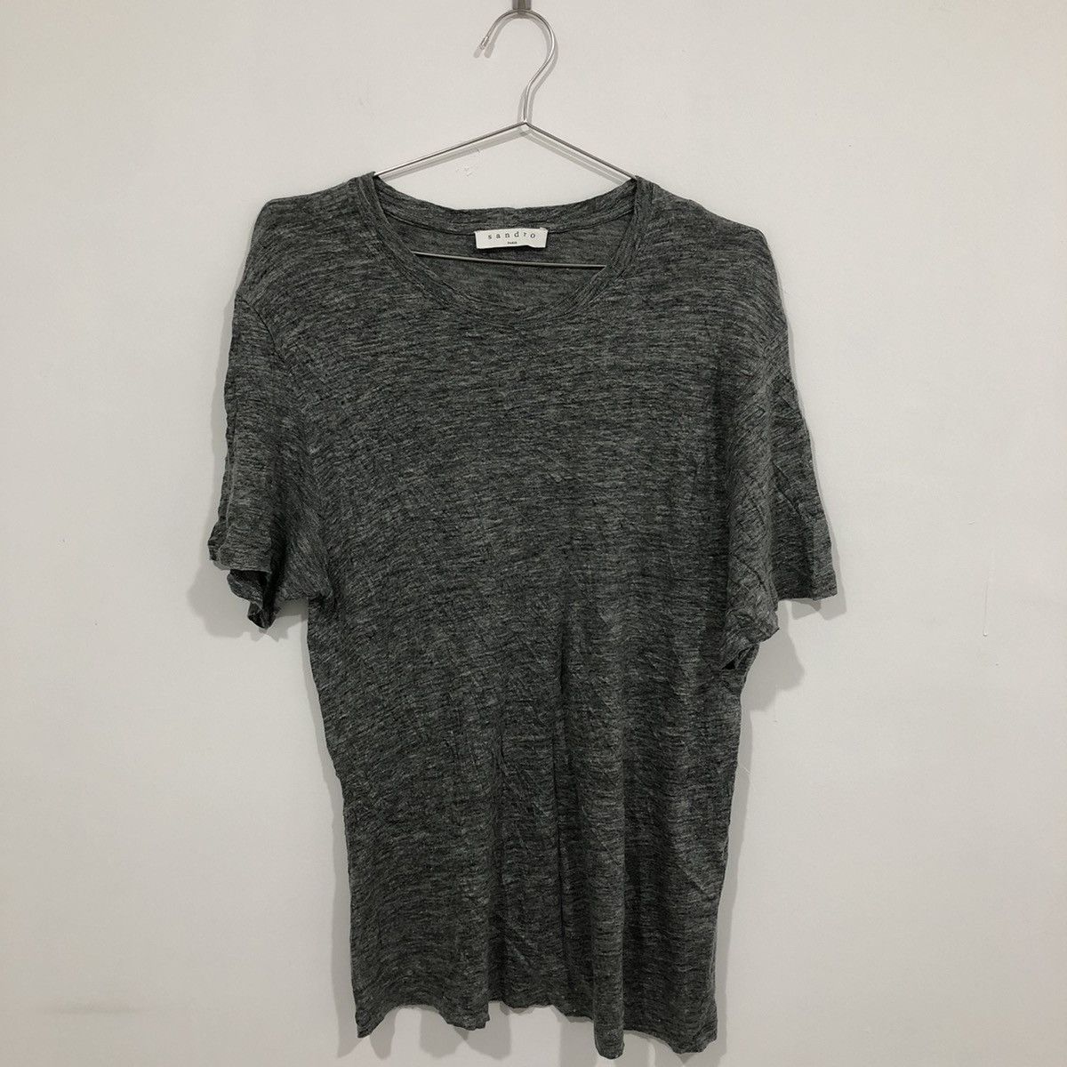 Sandro Plain Grey Linen Tee Size US S / EU 44-46 / 1 - 1 Thumbnail