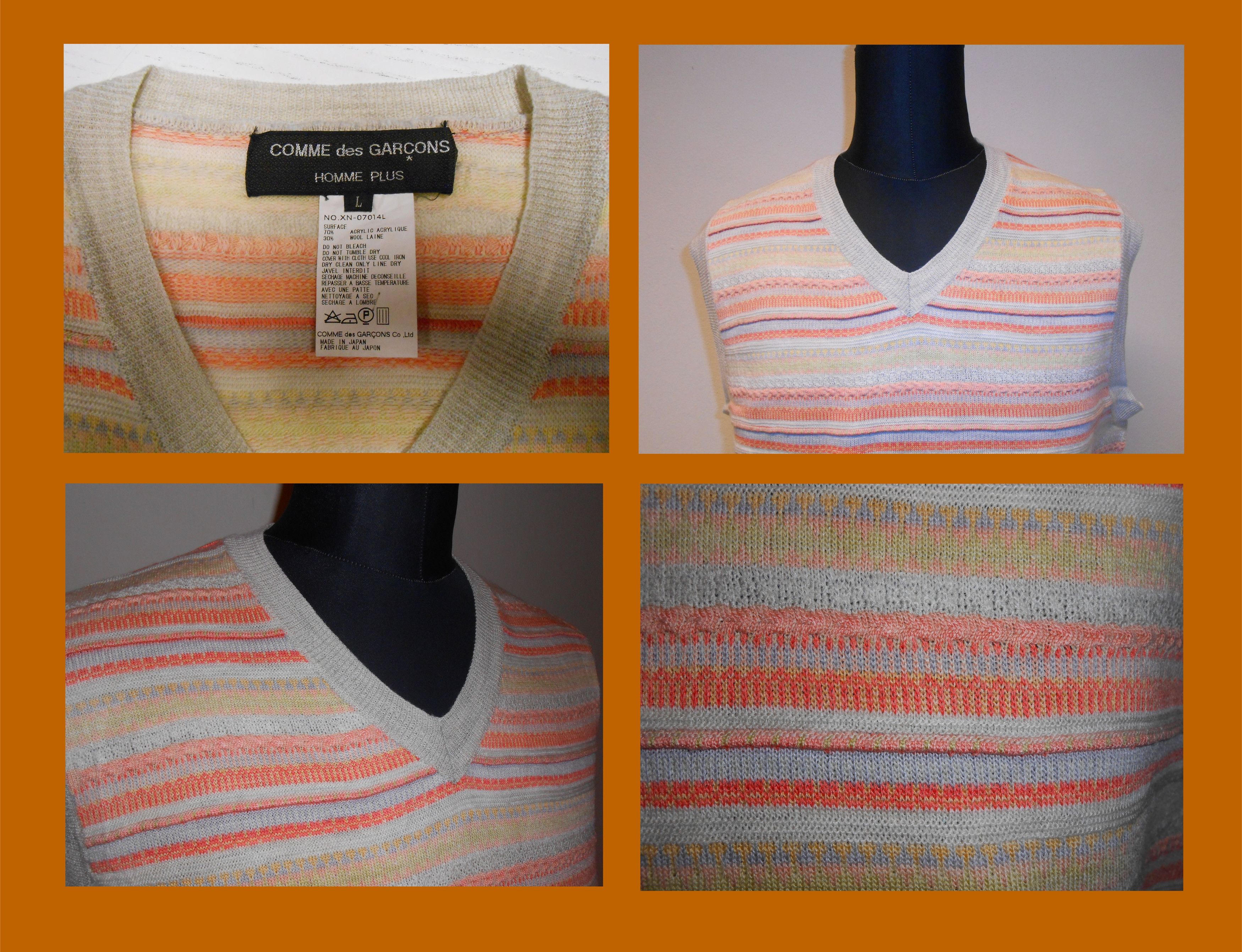 Comme des Garcons KNITTED VEST FRESH LIGHTED COLOURS ULTRA MULTI KNIT STITCH Size US L / EU 52-54 / 3 - 4 Thumbnail