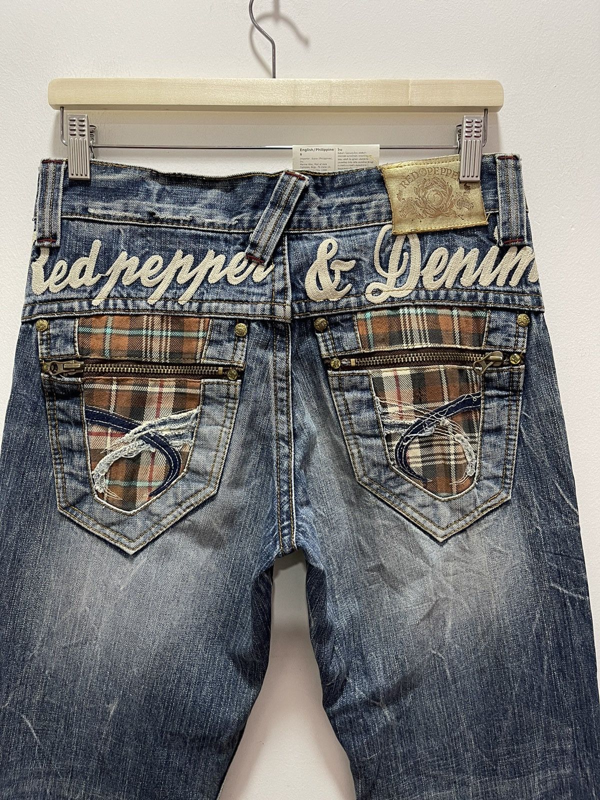 Vintage RED PEPPER STRIPED POCKET DESIGN DISTRESSED DENIM JEANS Size US 29 - 4 Thumbnail