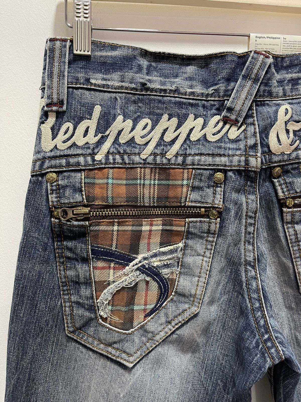Vintage RED PEPPER STRIPED POCKET DESIGN DISTRESSED DENIM JEANS Size US 29 - 2 Thumbnail