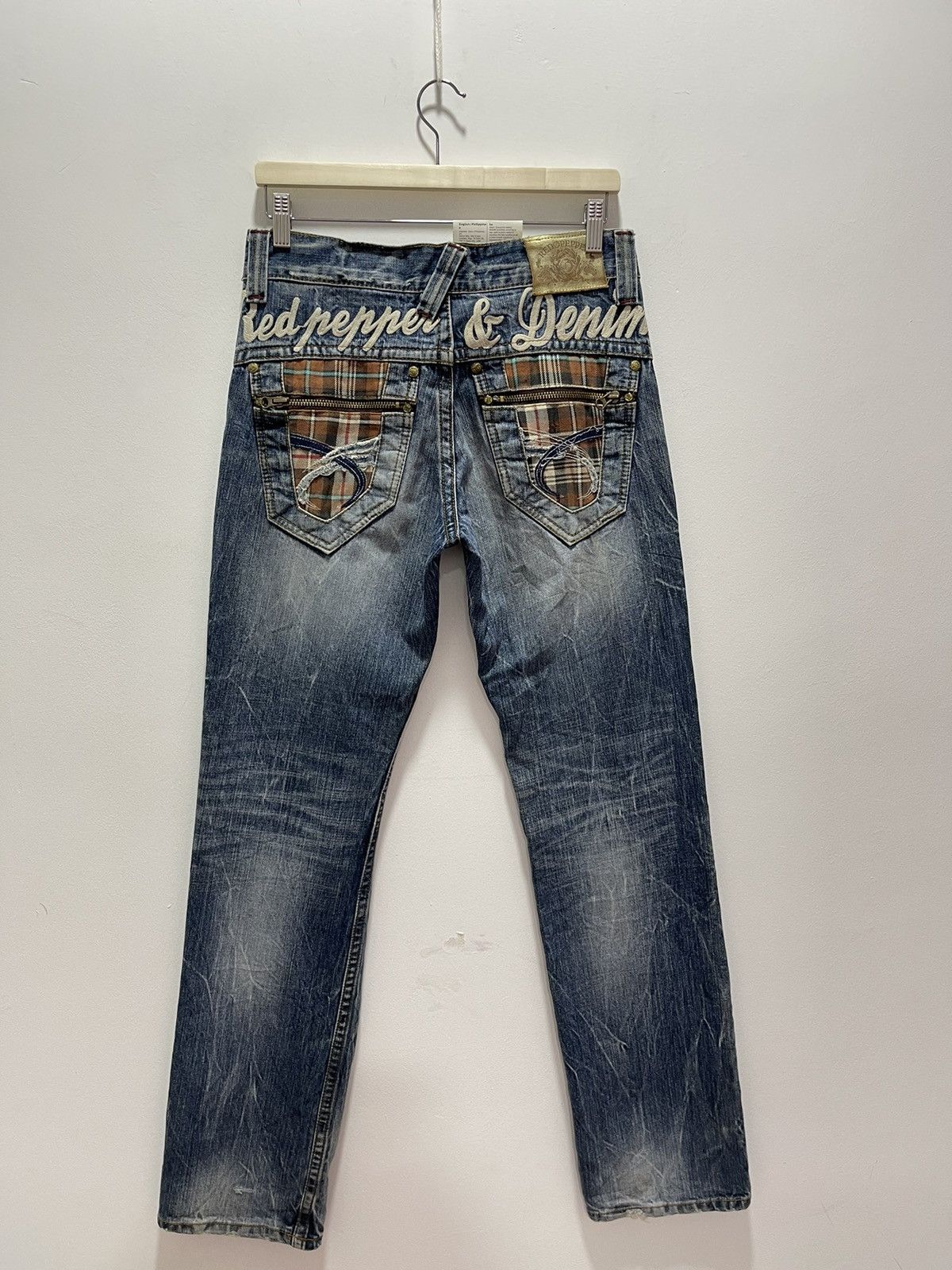 Vintage RED PEPPER STRIPED POCKET DESIGN DISTRESSED DENIM JEANS Size US 29 - 1 Thumbnail