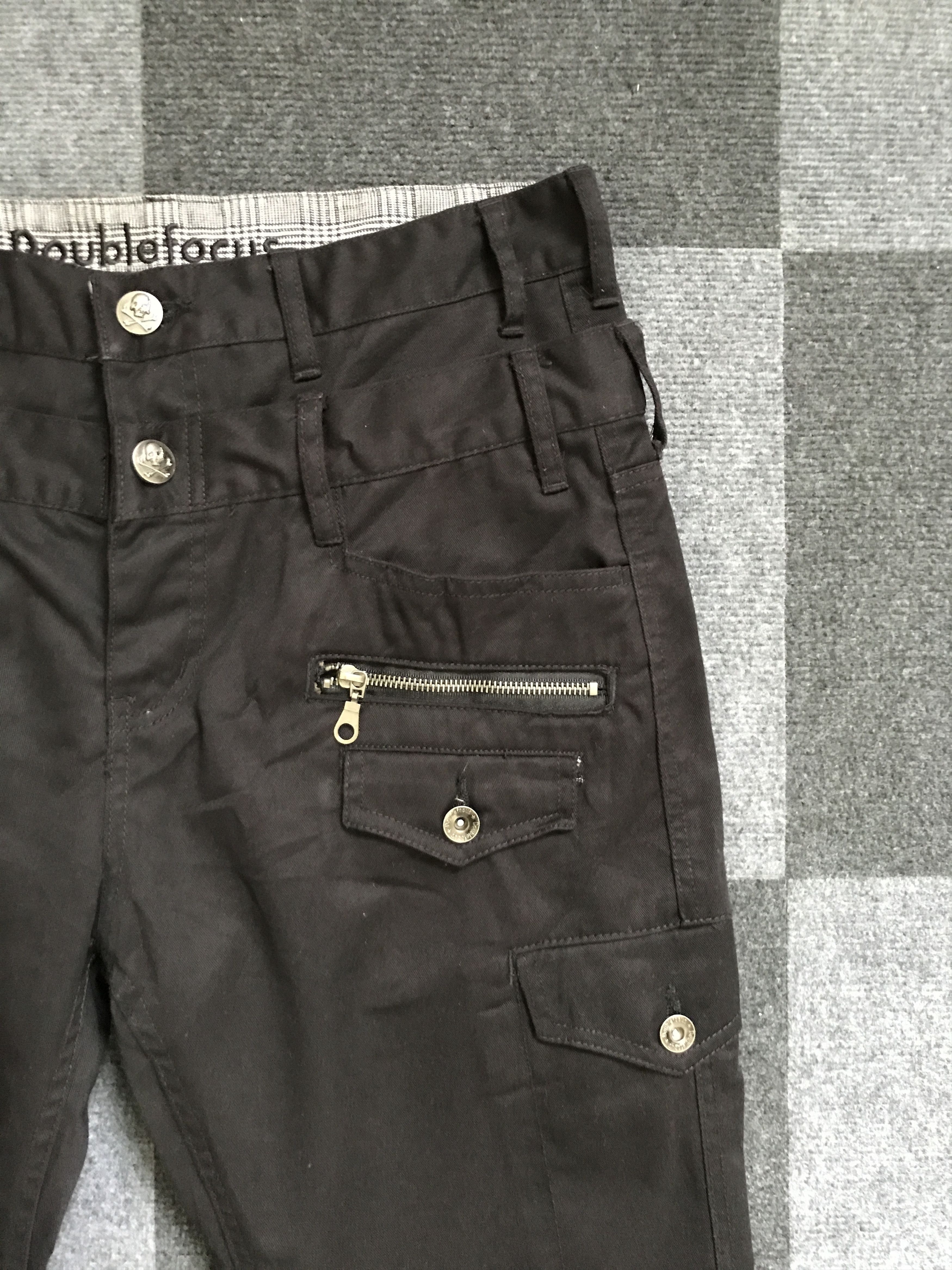 Japanese Brand CP197 Doublefocus Double Waist Skull Wrinkle Leg Cargo Pant Size US 33 - 6 Thumbnail