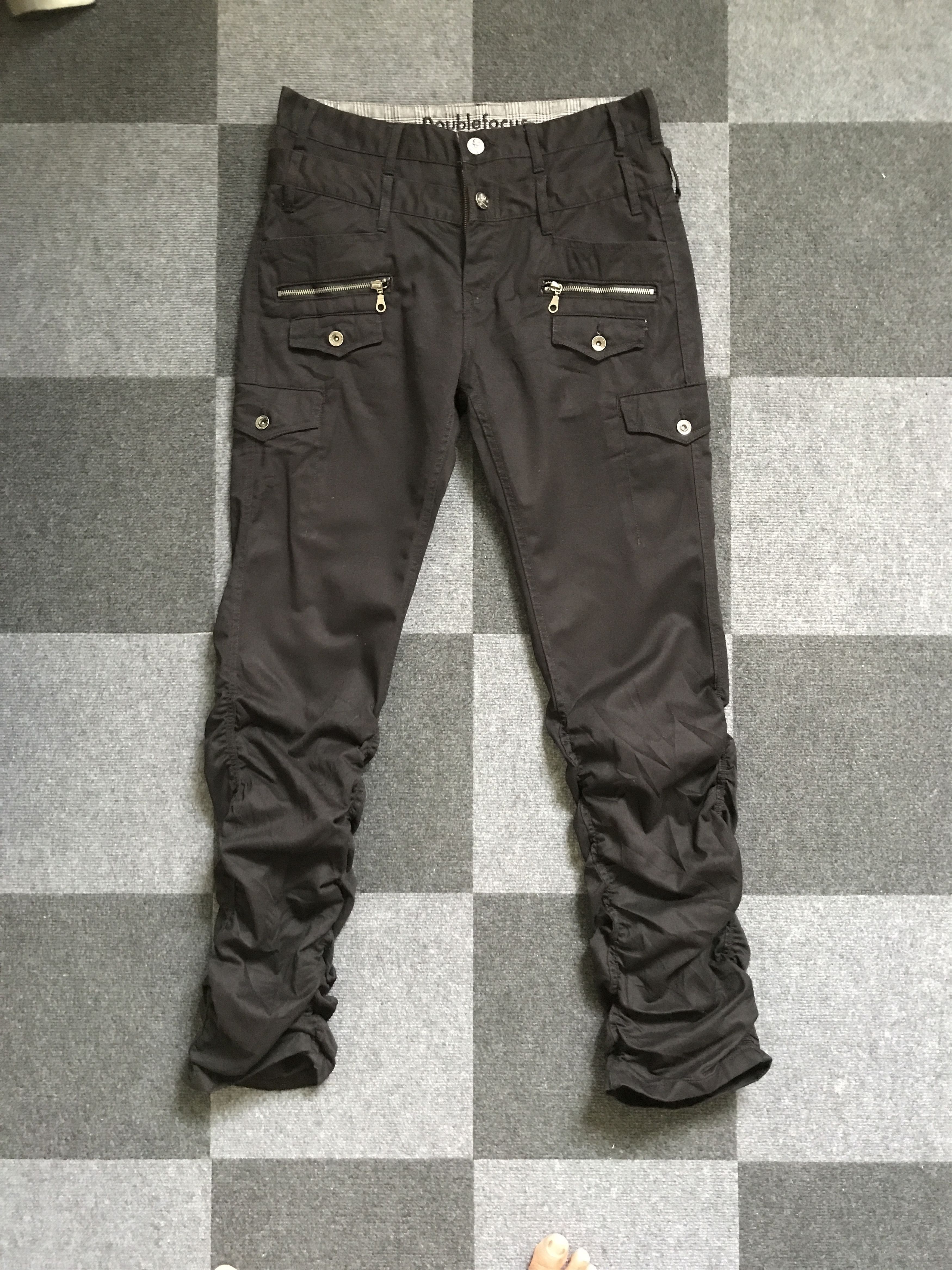 Japanese Brand CP197 Doublefocus Double Waist Skull Wrinkle Leg Cargo Pant Size US 33 - 1 Thumbnail