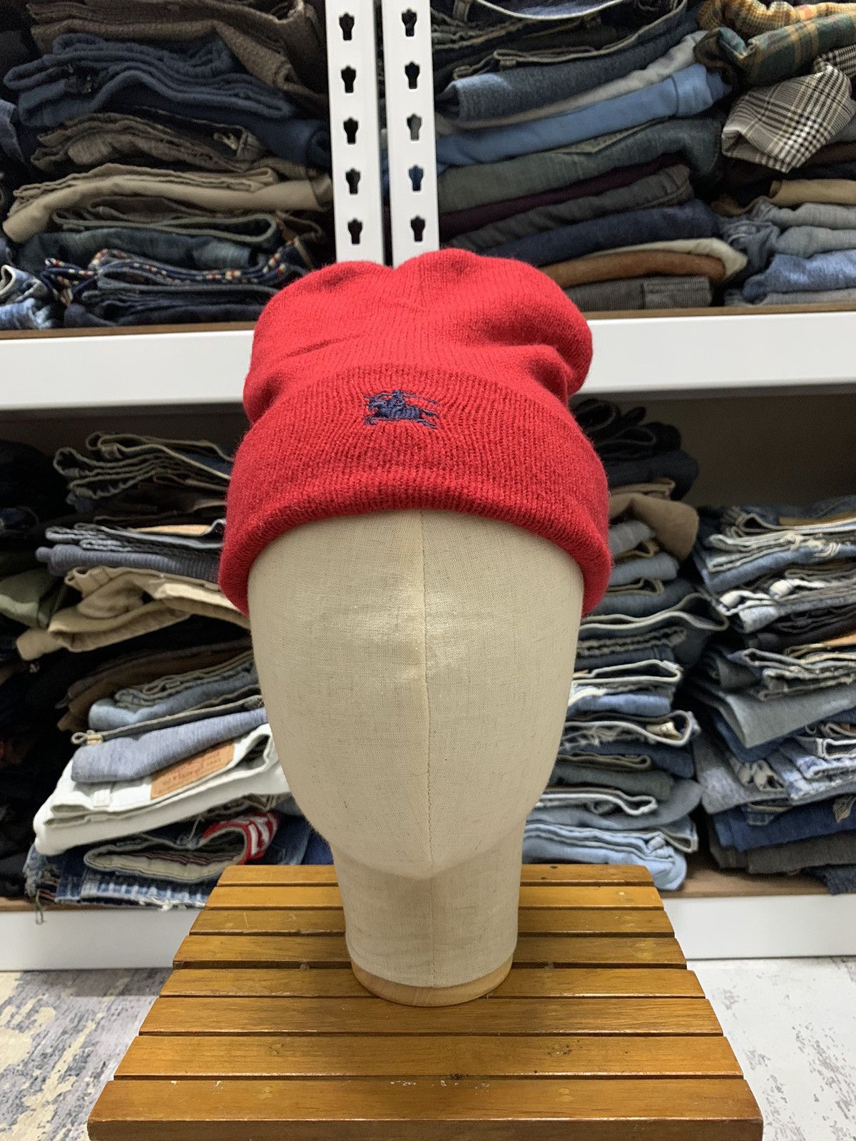 Burberry Vintage Burberrys Centre Logo Wool Beanie Hat Size ONE SIZE - 2 Thumbnail