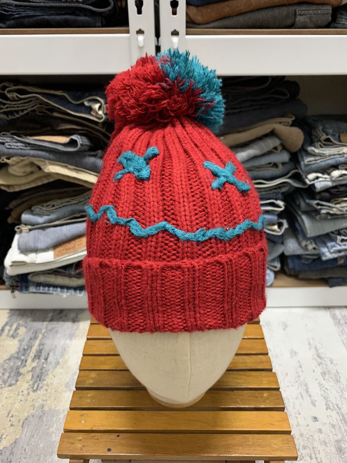 Japanese Brand Smiley Face Embroidery Vintage Beanie Hat Size ONE SIZE - 2 Thumbnail
